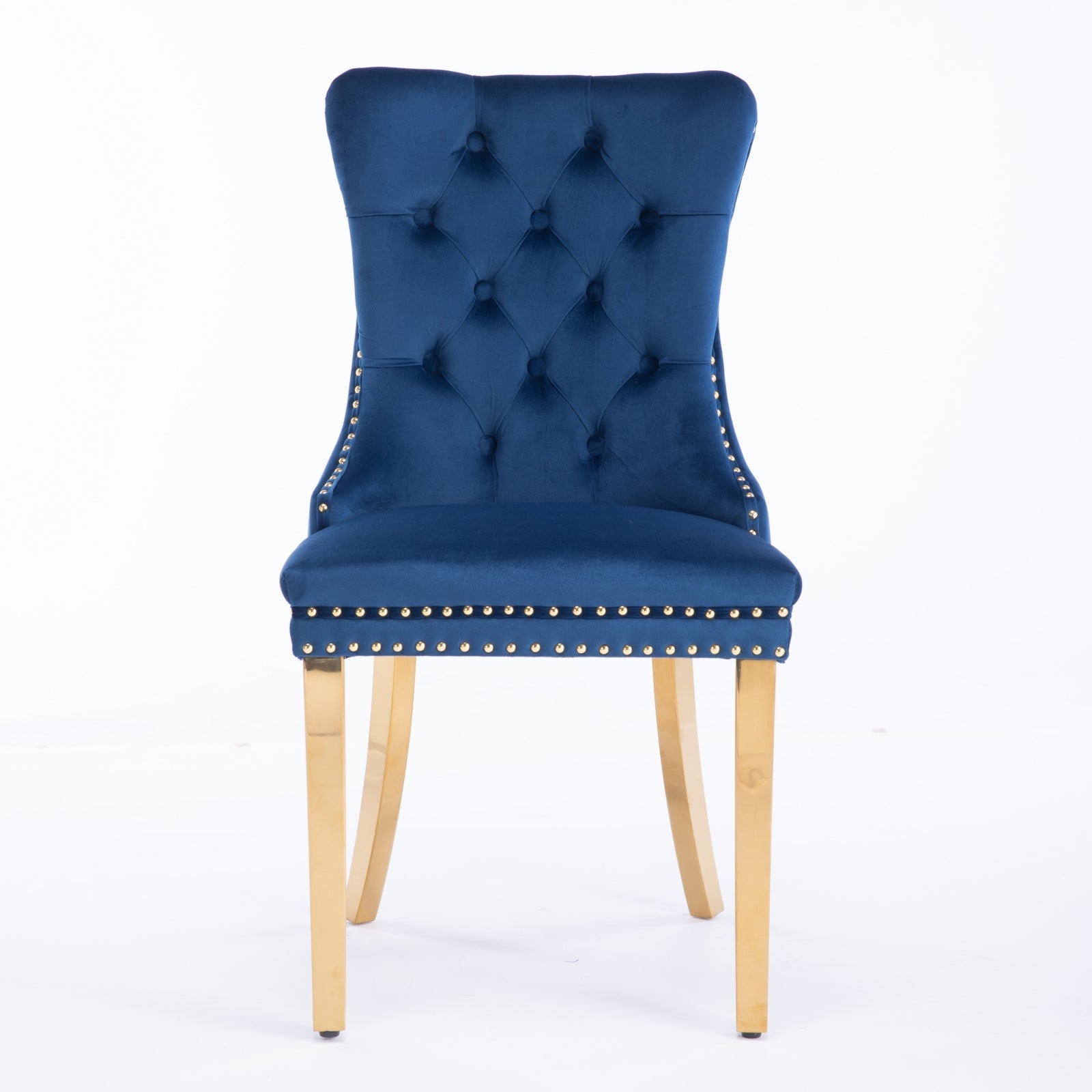 Rosewick Modern Tufted Velvet Solid Wood Upholstered Dining Chair with Gold Stainless Steel Plating Legs, Set of 2