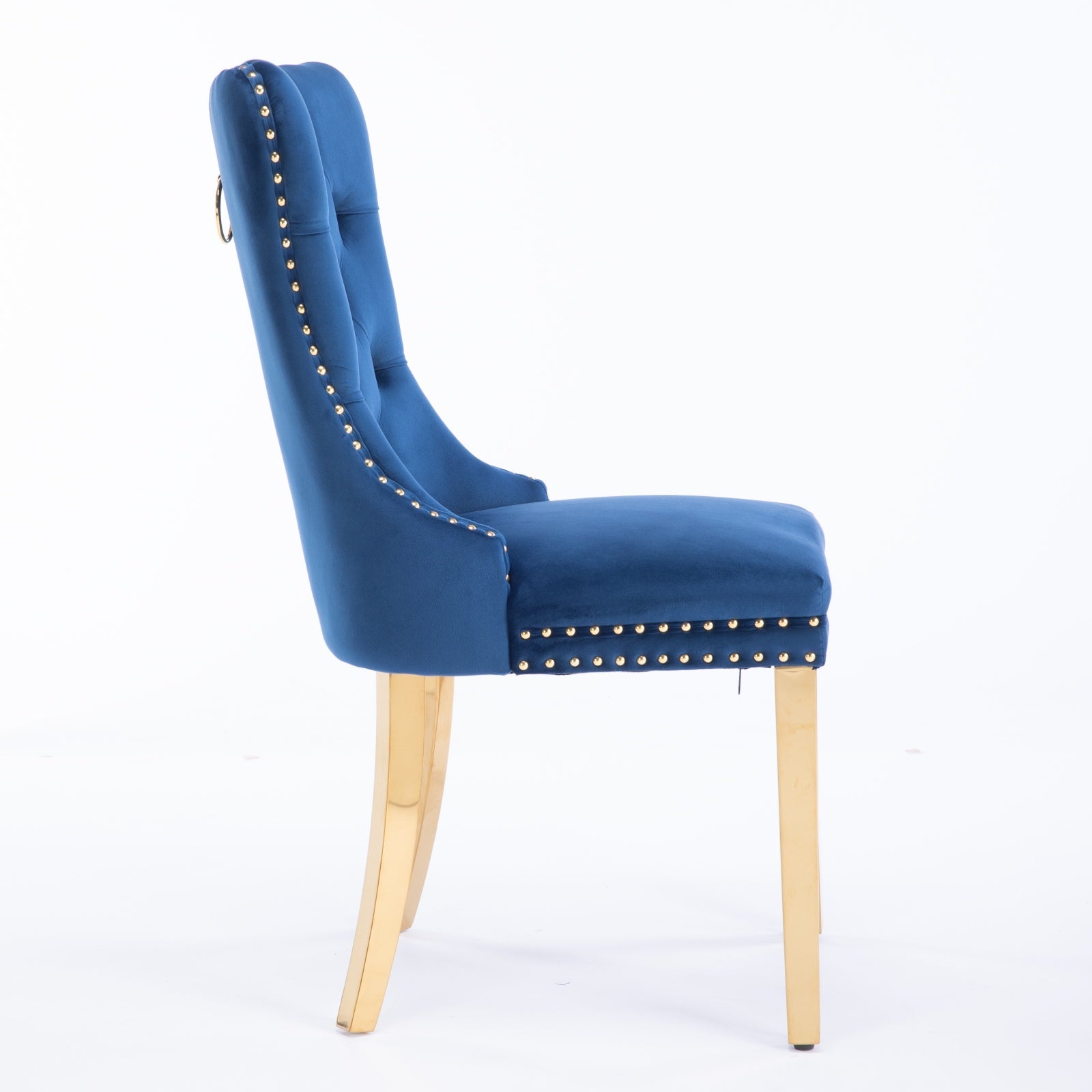 Rosewick Modern Tufted Velvet Solid Wood Upholstered Dining Chair with Gold Stainless Steel Plating Legs, Set of 2