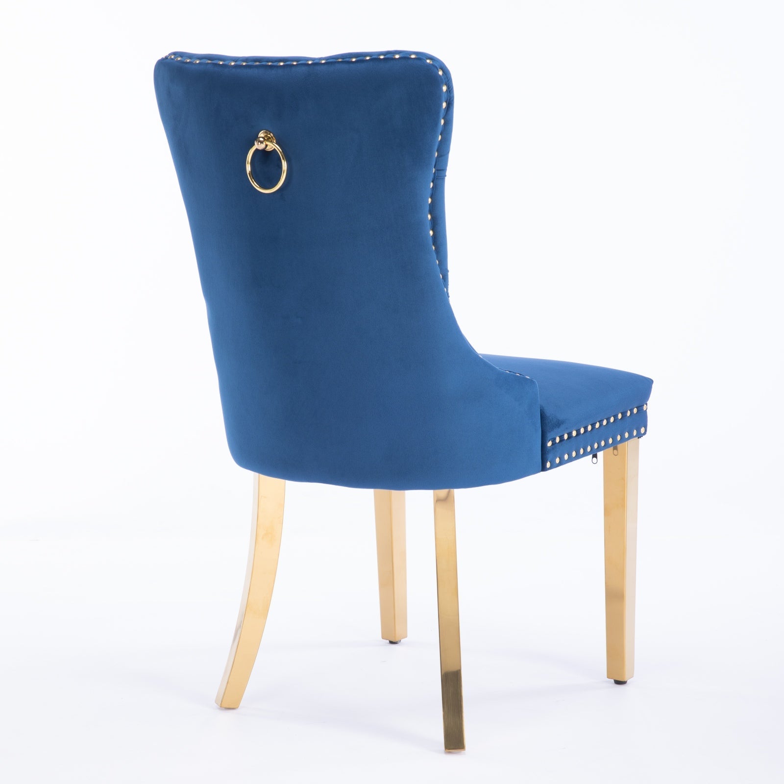 Rosewick Modern Tufted Velvet Solid Wood Upholstered Dining Chair with Gold Stainless Steel Plating Legs, Set of 2