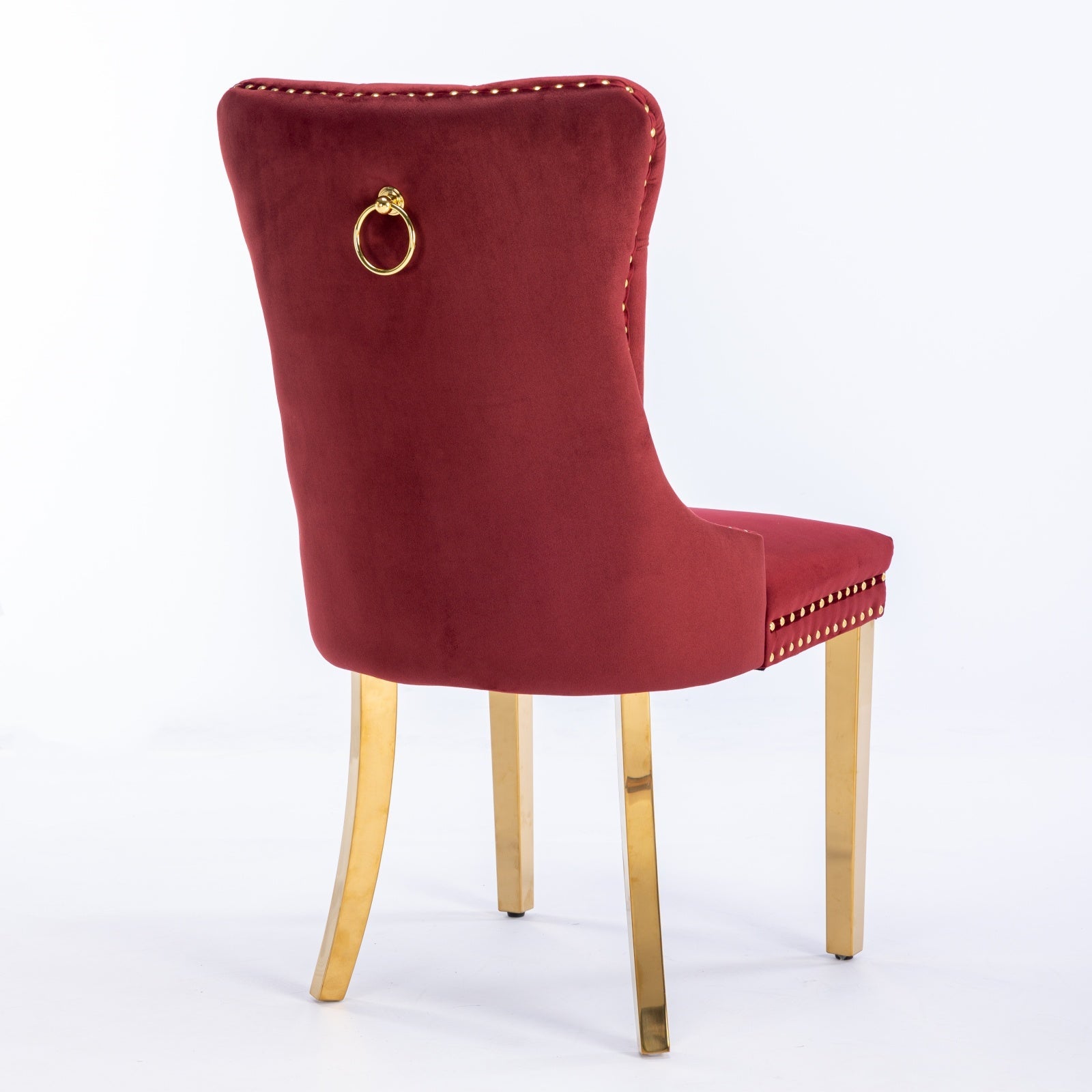 Rosewick Modern Tufted Velvet Solid Wood Upholstered Dining Chair with Gold Stainless Steel Plating Legs, Set of 2