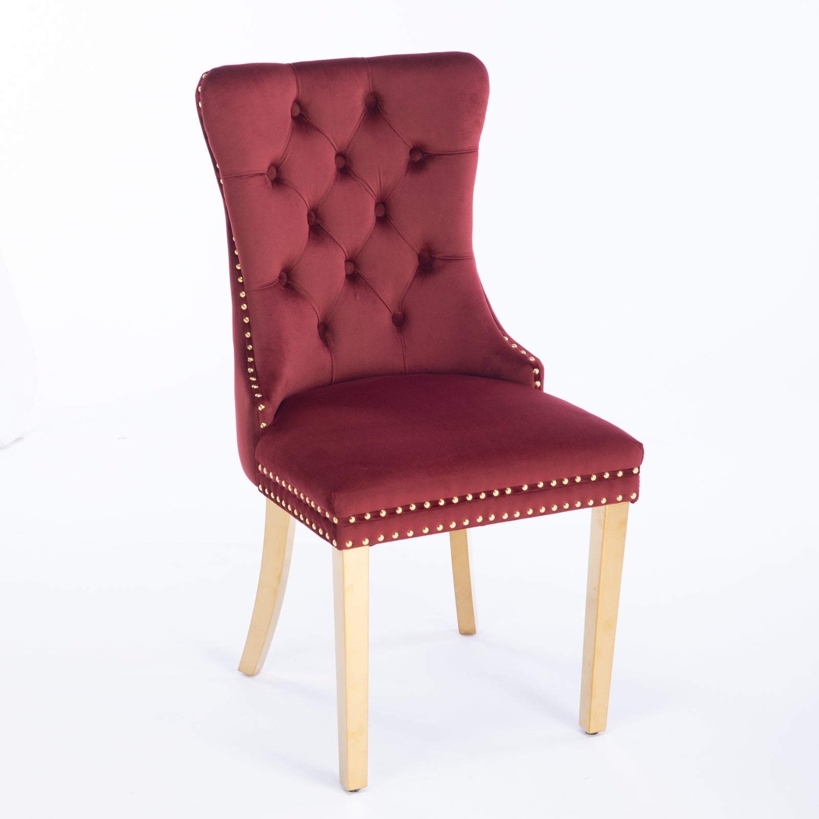 Rosewick Modern Tufted Velvet Solid Wood Upholstered Dining Chair with Gold Stainless Steel Plating Legs, Set of 2