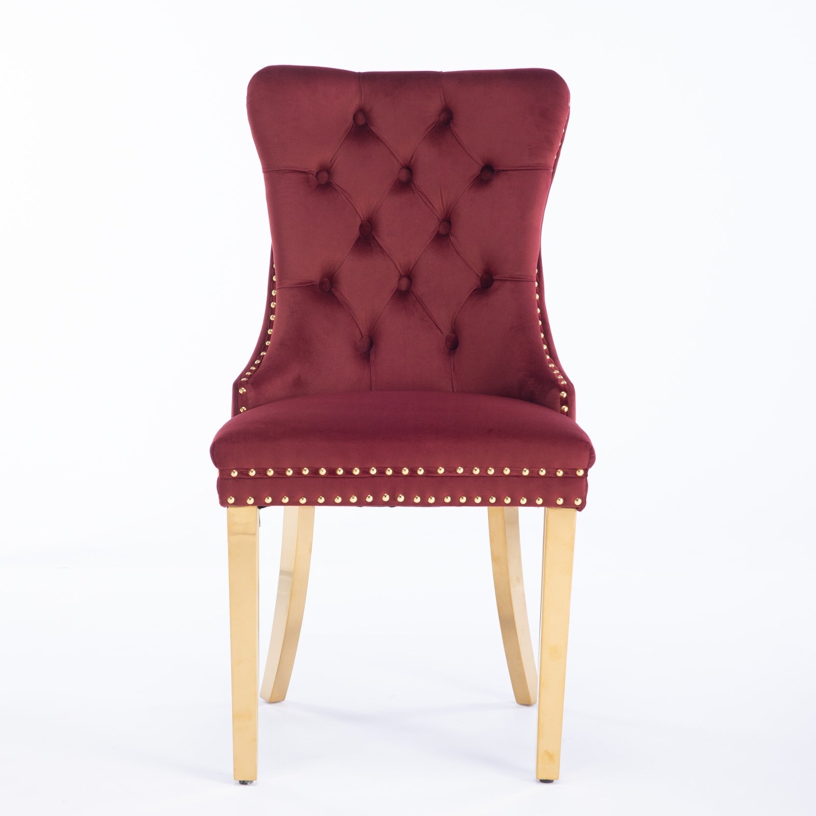 Rosewick Modern Tufted Velvet Solid Wood Upholstered Dining Chair with Gold Stainless Steel Plating Legs, Set of 2
