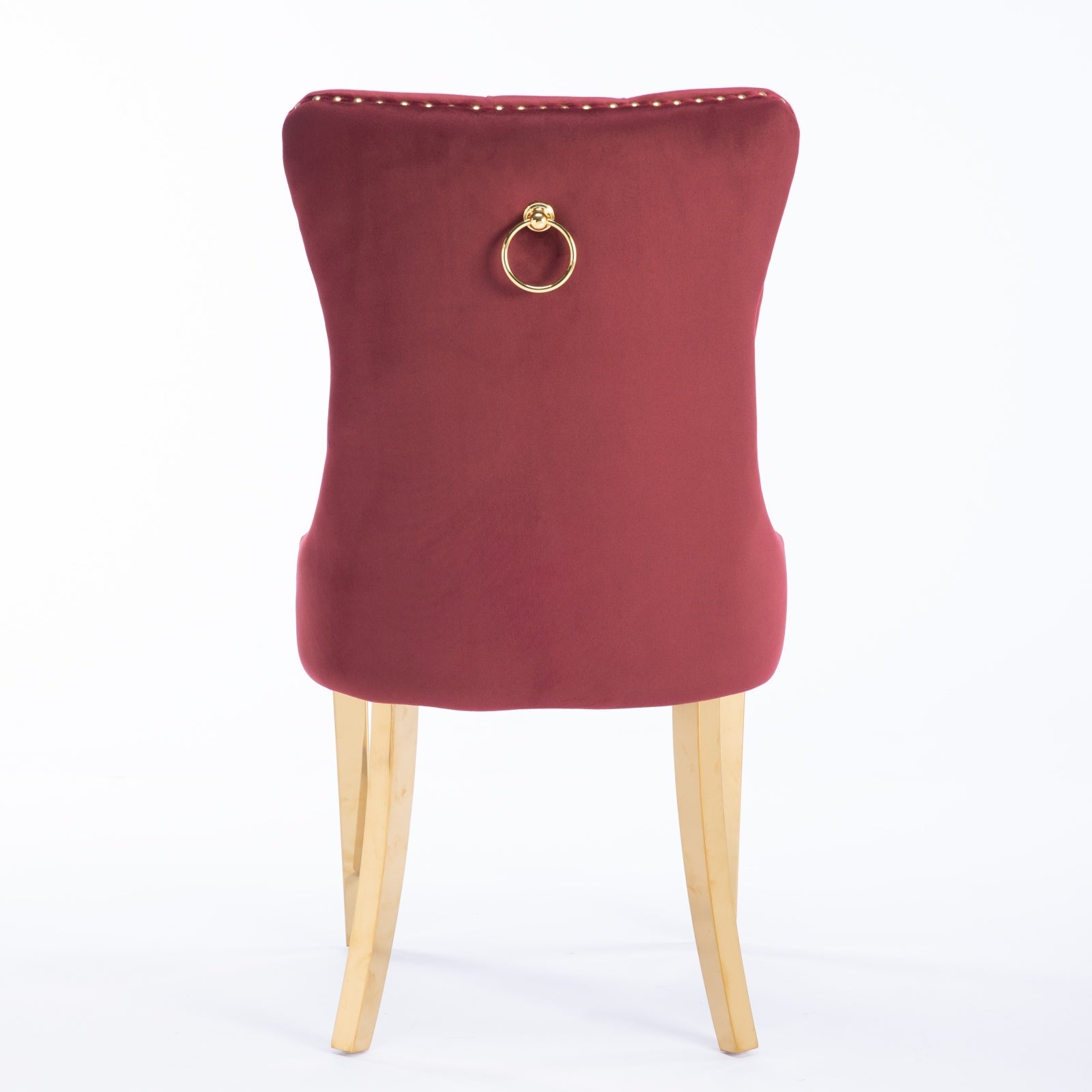 Rosewick Modern Tufted Velvet Solid Wood Upholstered Dining Chair with Gold Stainless Steel Plating Legs, Set of 2