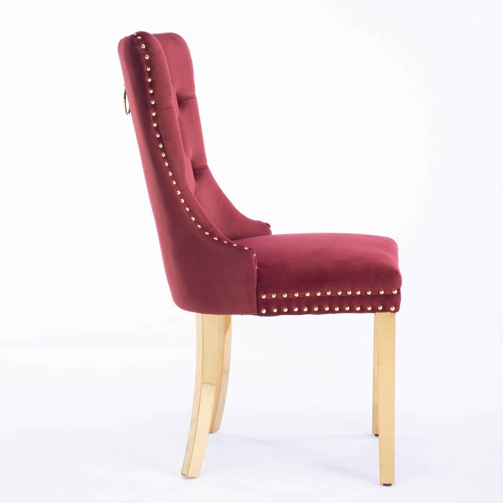 Rosewick Modern Tufted Velvet Solid Wood Upholstered Dining Chair with Gold Stainless Steel Plating Legs, Set of 2