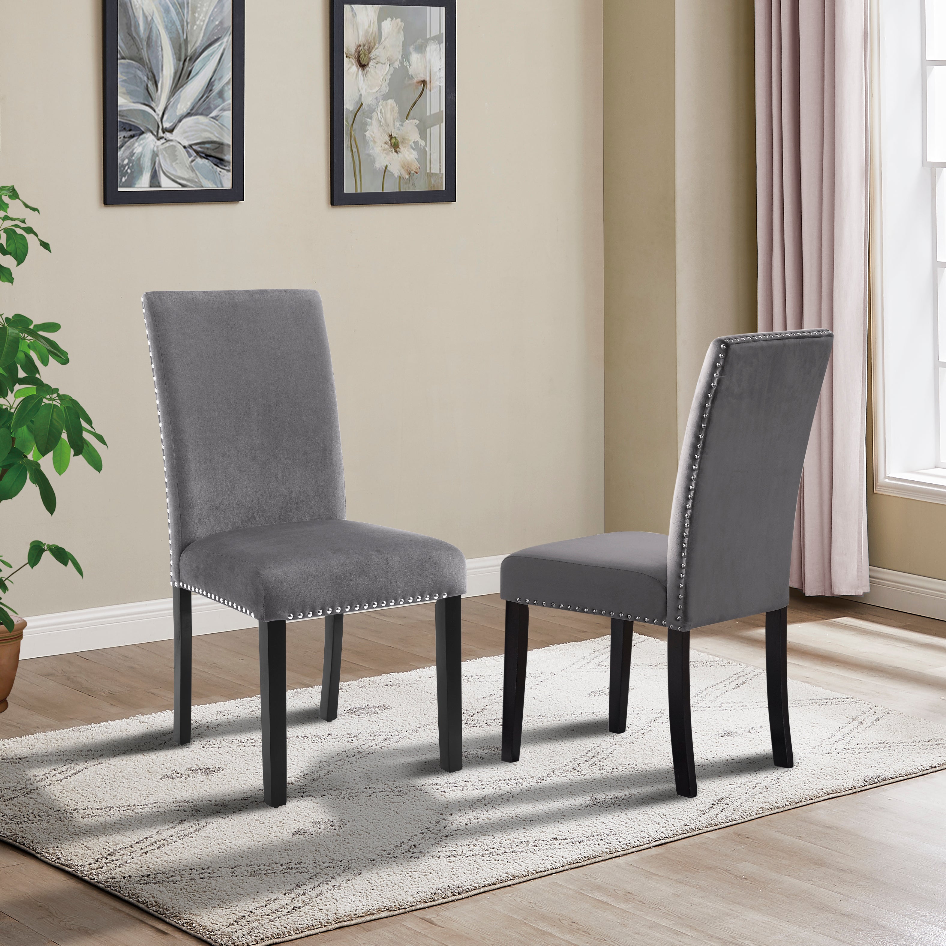 Eleanor Velvet Upholstered Dining Chairs, Set of 2