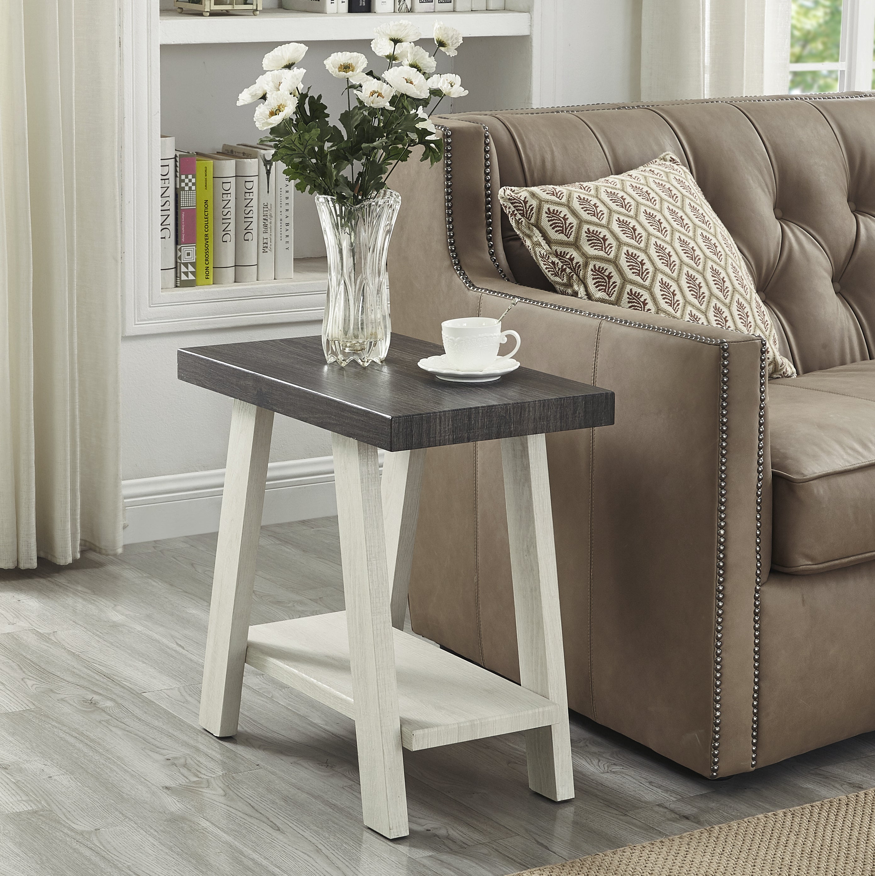 Athens Contemporary Two-Tone Wood Shelf Side Table