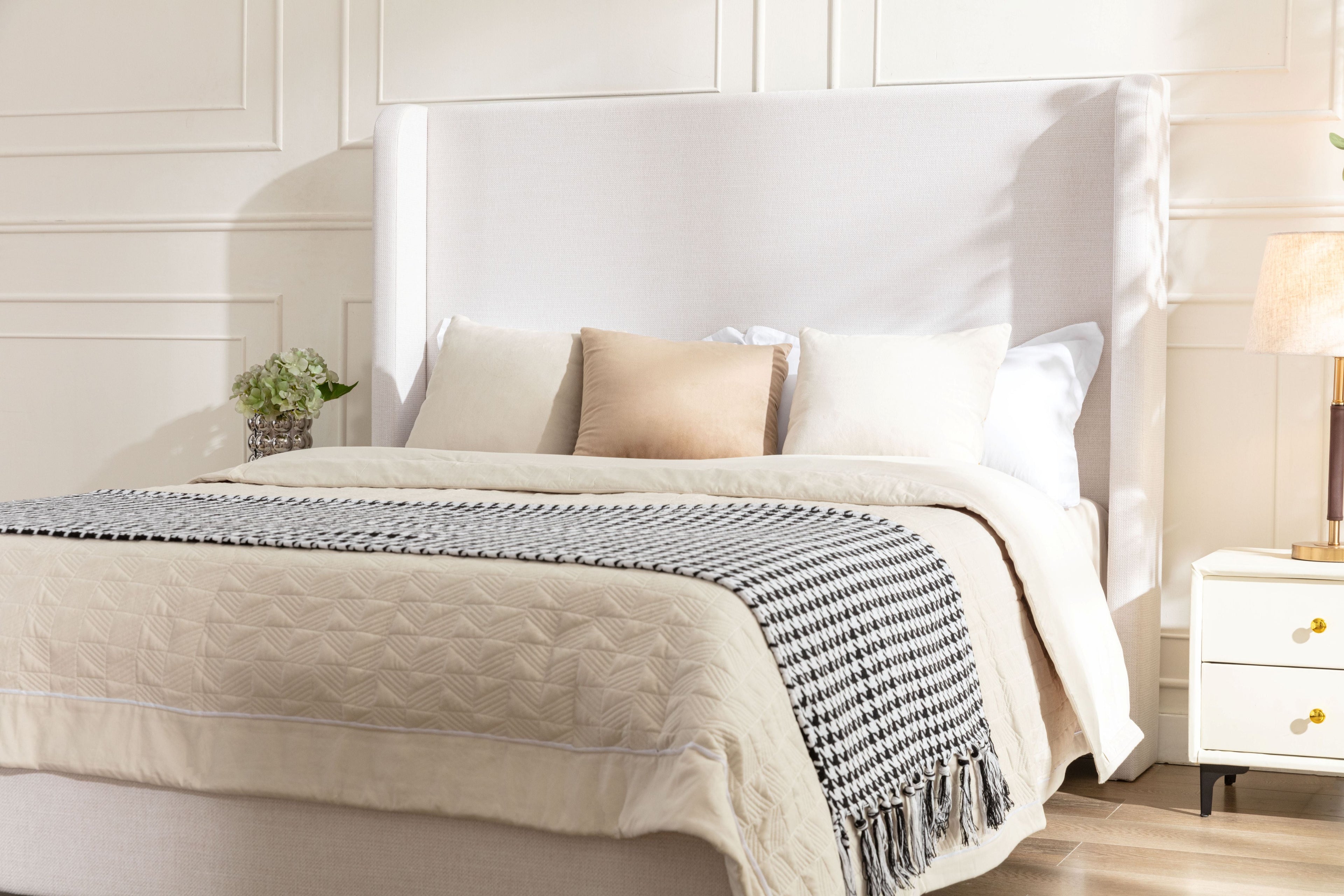 Hayden Upholstered Wingback Bed