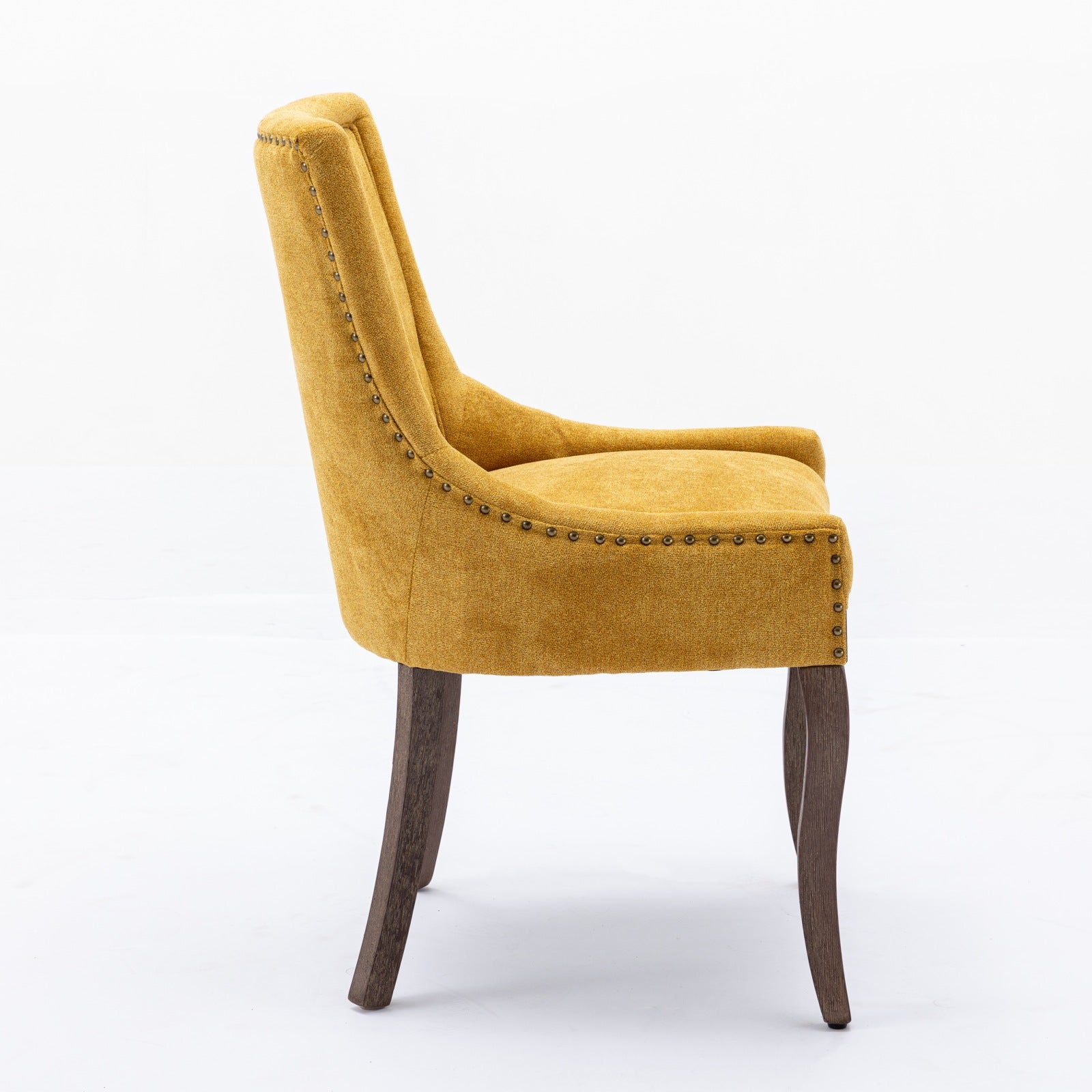 Square Back Upholstered Dining Chair with Bronze Nailhead Trim, Set of 2