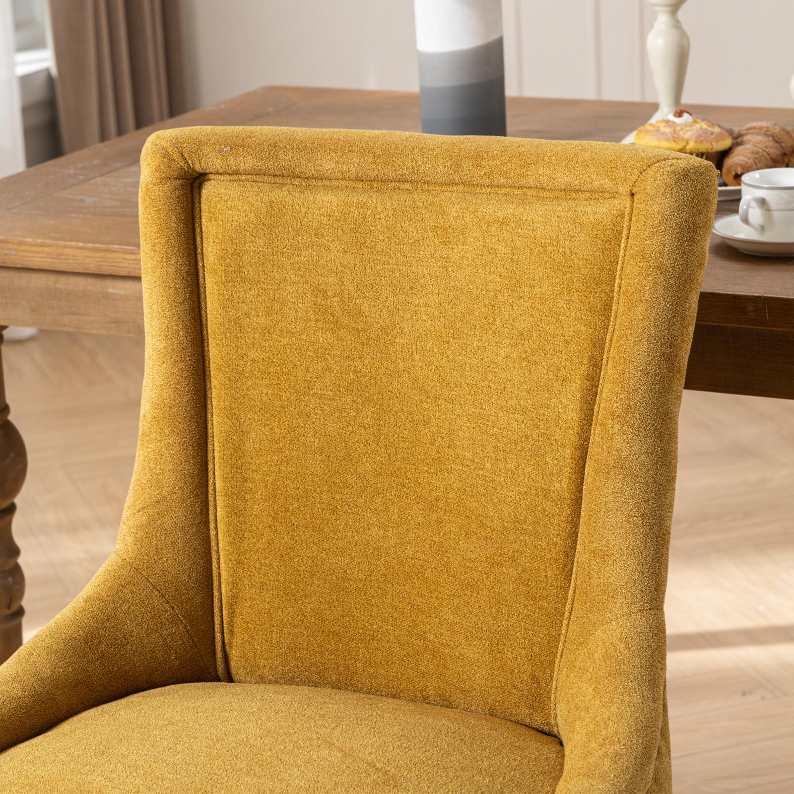 Square Back Upholstered Dining Chair with Bronze Nailhead Trim, Set of 2