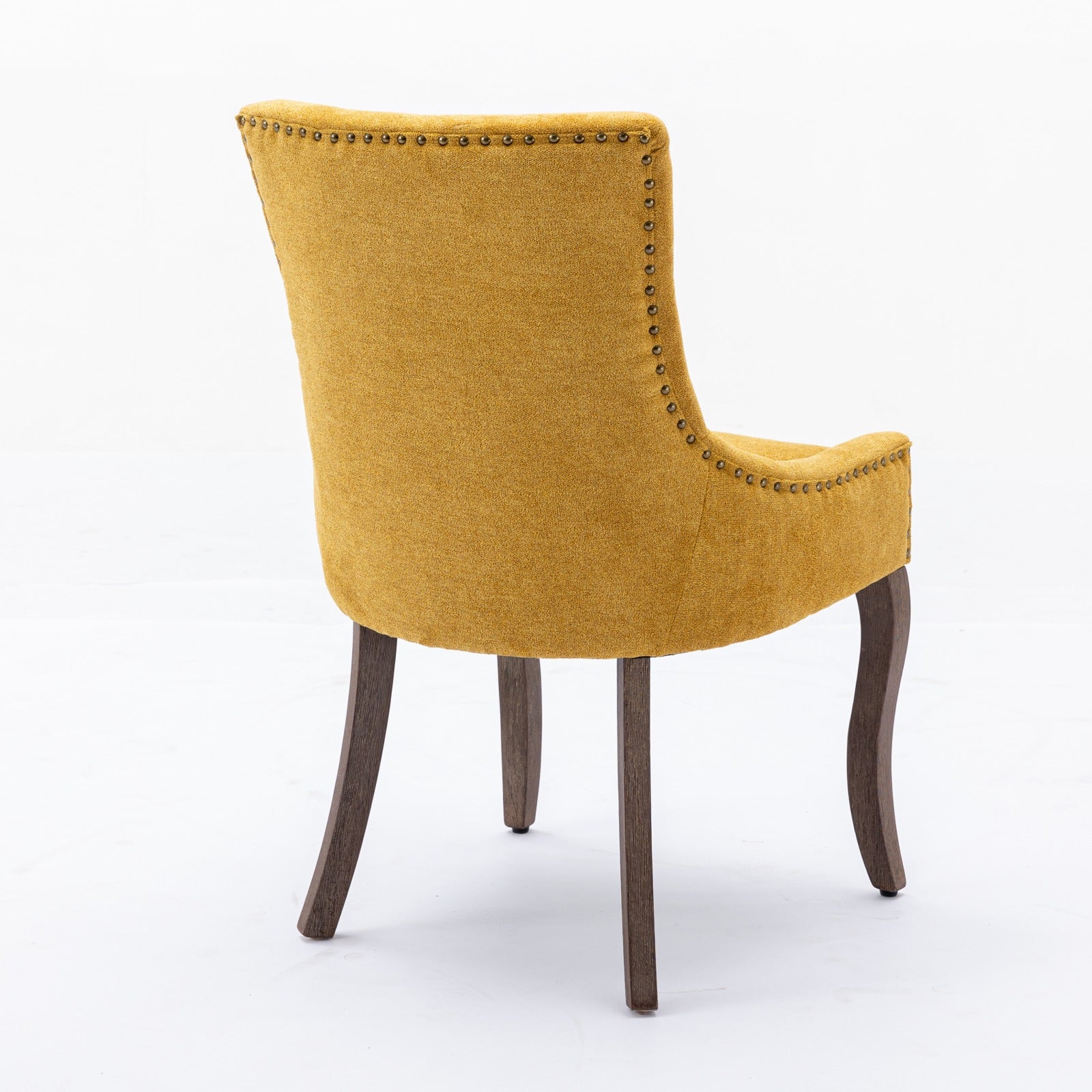 Square Back Upholstered Dining Chair with Bronze Nailhead Trim, Set of 2