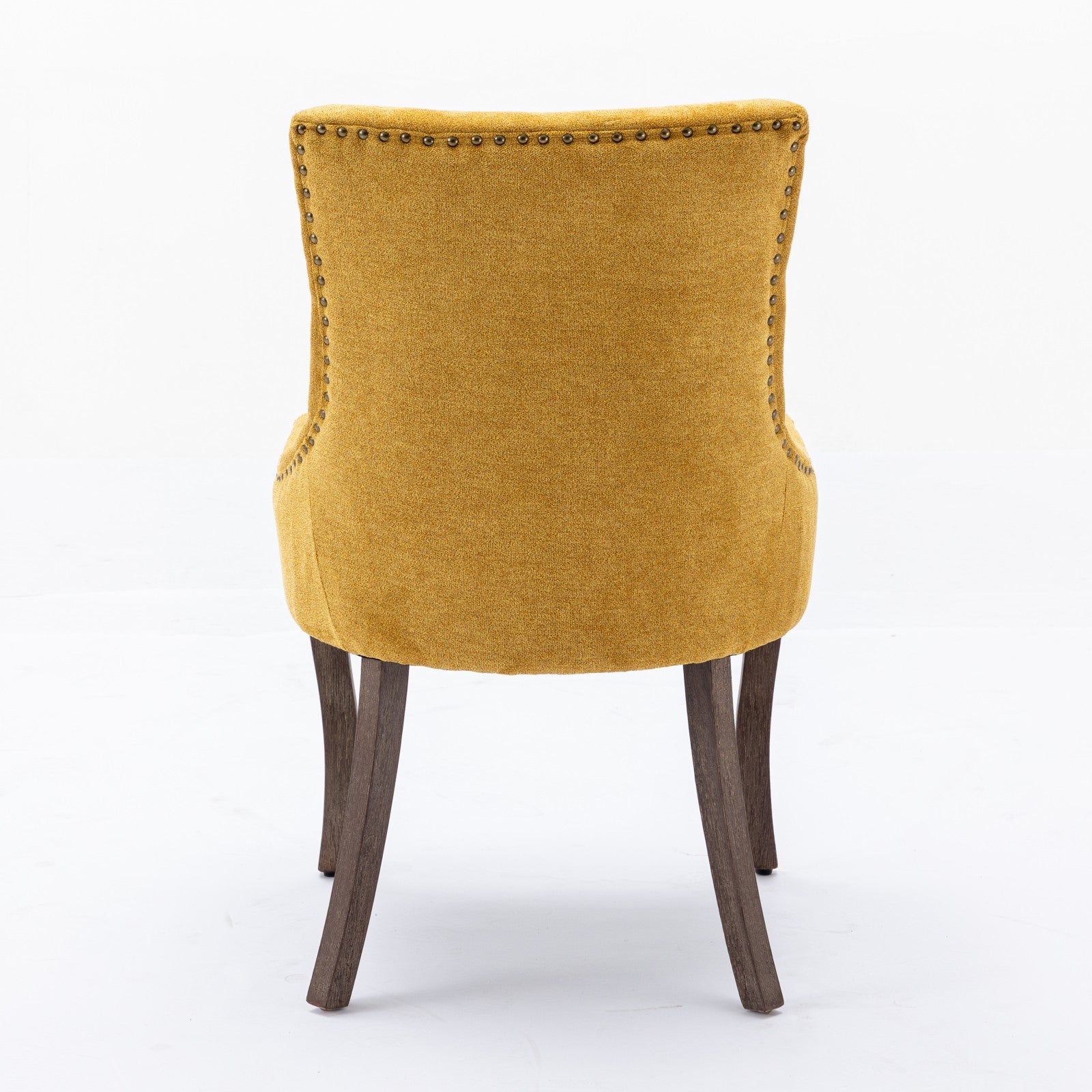 Square Back Upholstered Dining Chair with Bronze Nailhead Trim, Set of 2