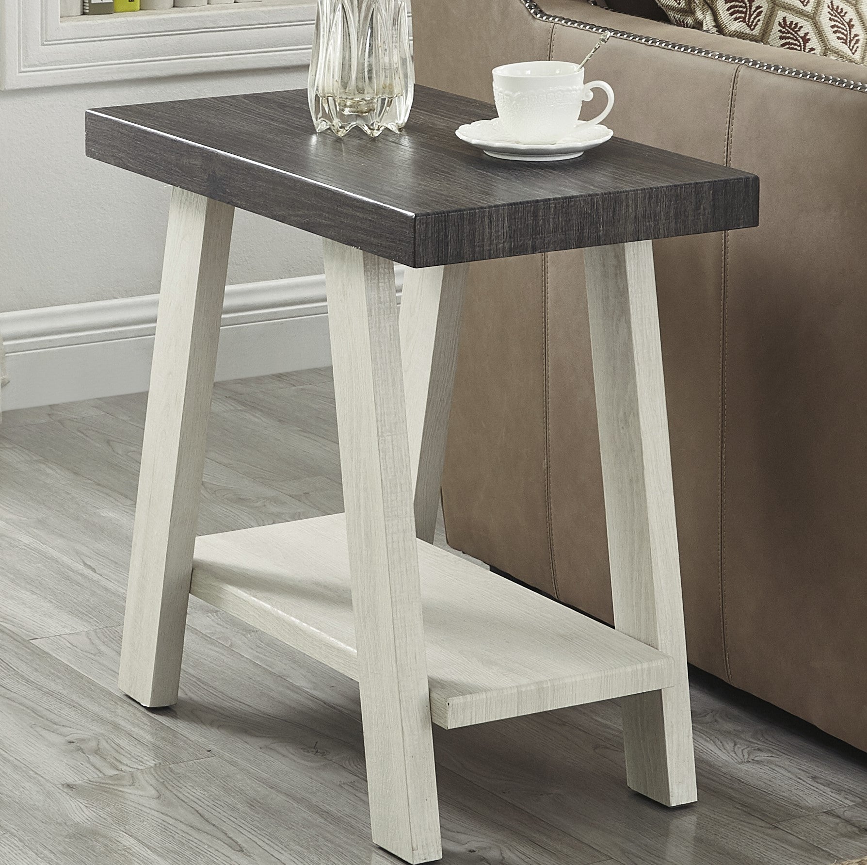 Athens Contemporary Two-Tone Wood Shelf Side Table