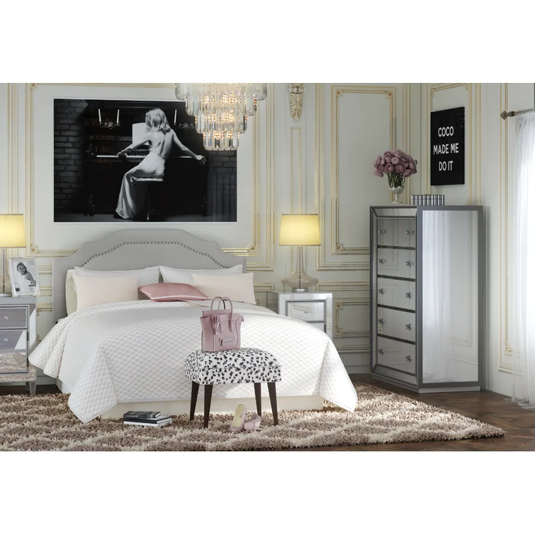 Nailhead Trim Upholstered Headboard