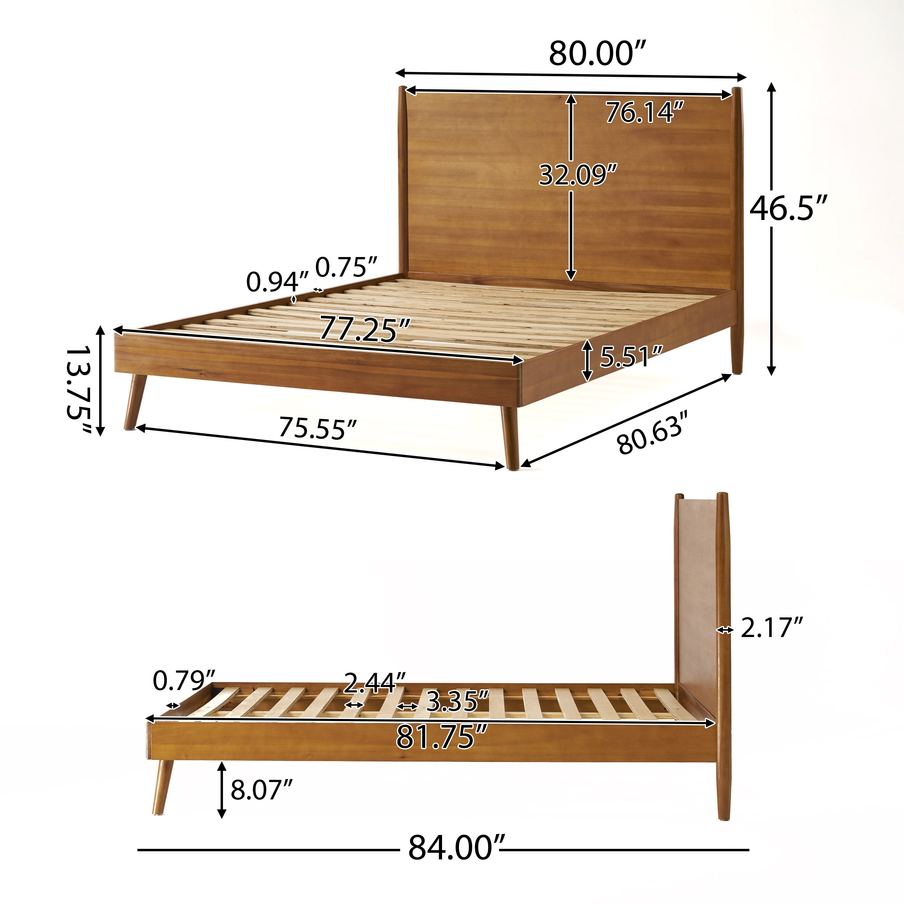Oki Oki Mid-Century Modern Wooden Bed