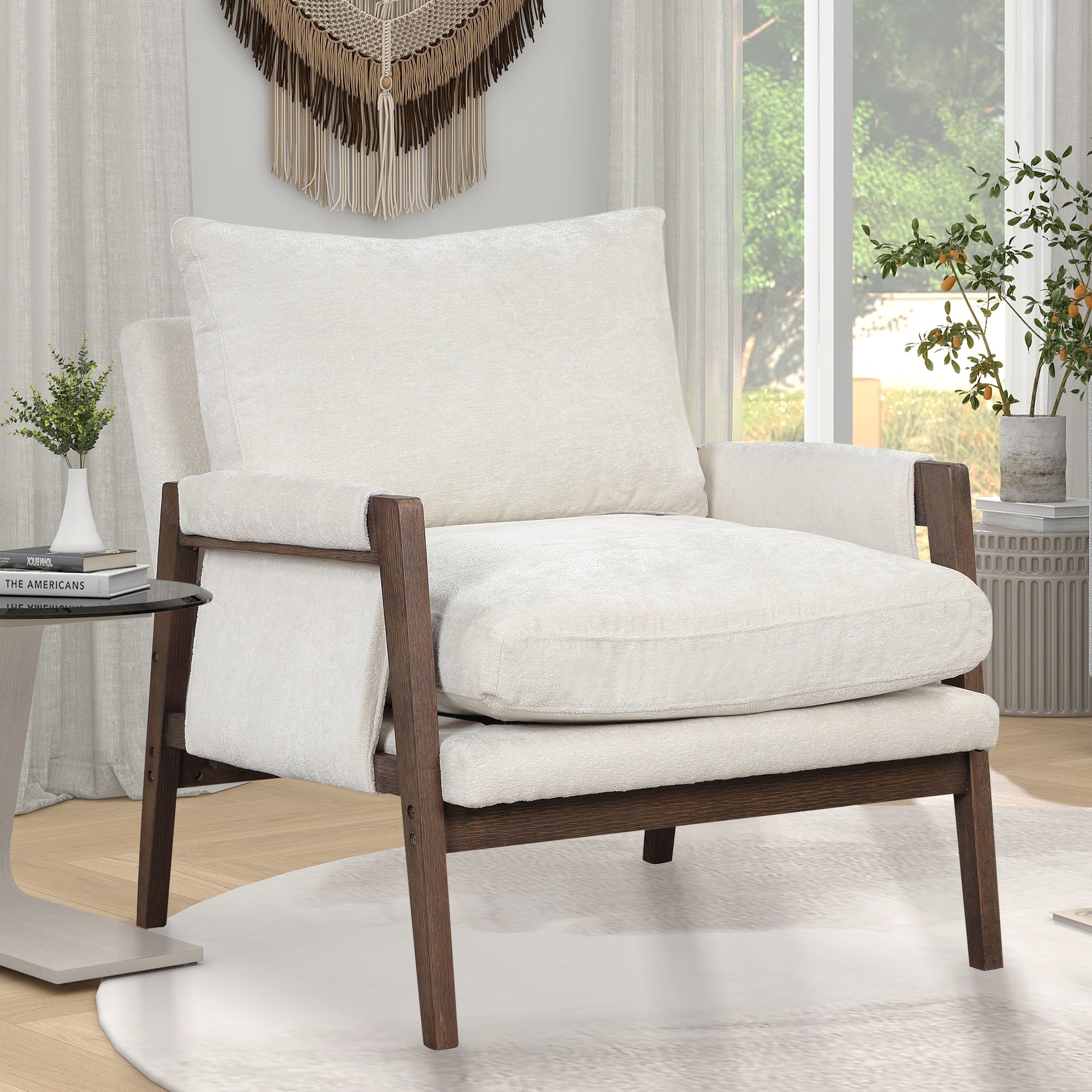 Kelly Modern Wood Frame Velvet Accent Chair