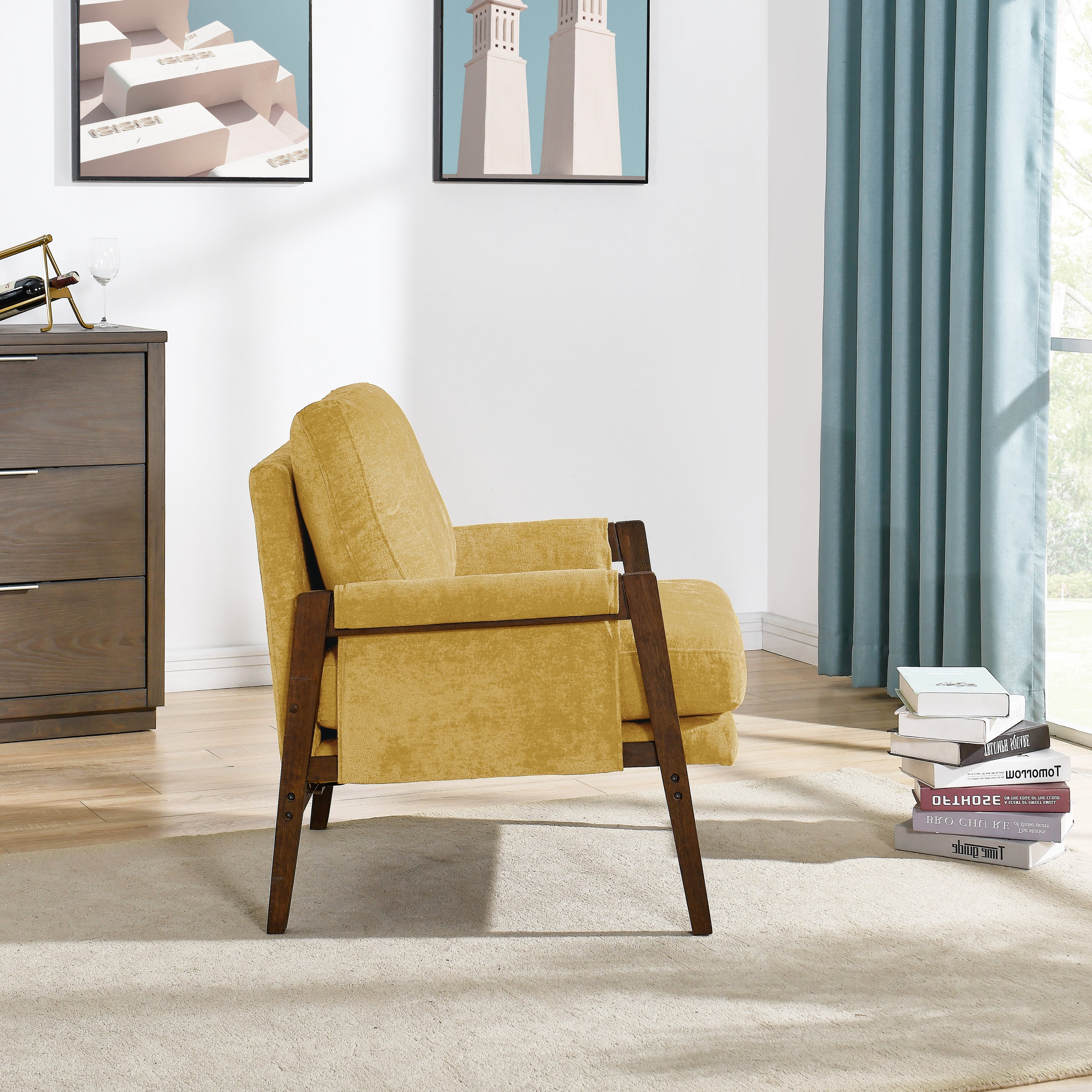 Kelly Modern Wood Frame Velvet Accent Chair