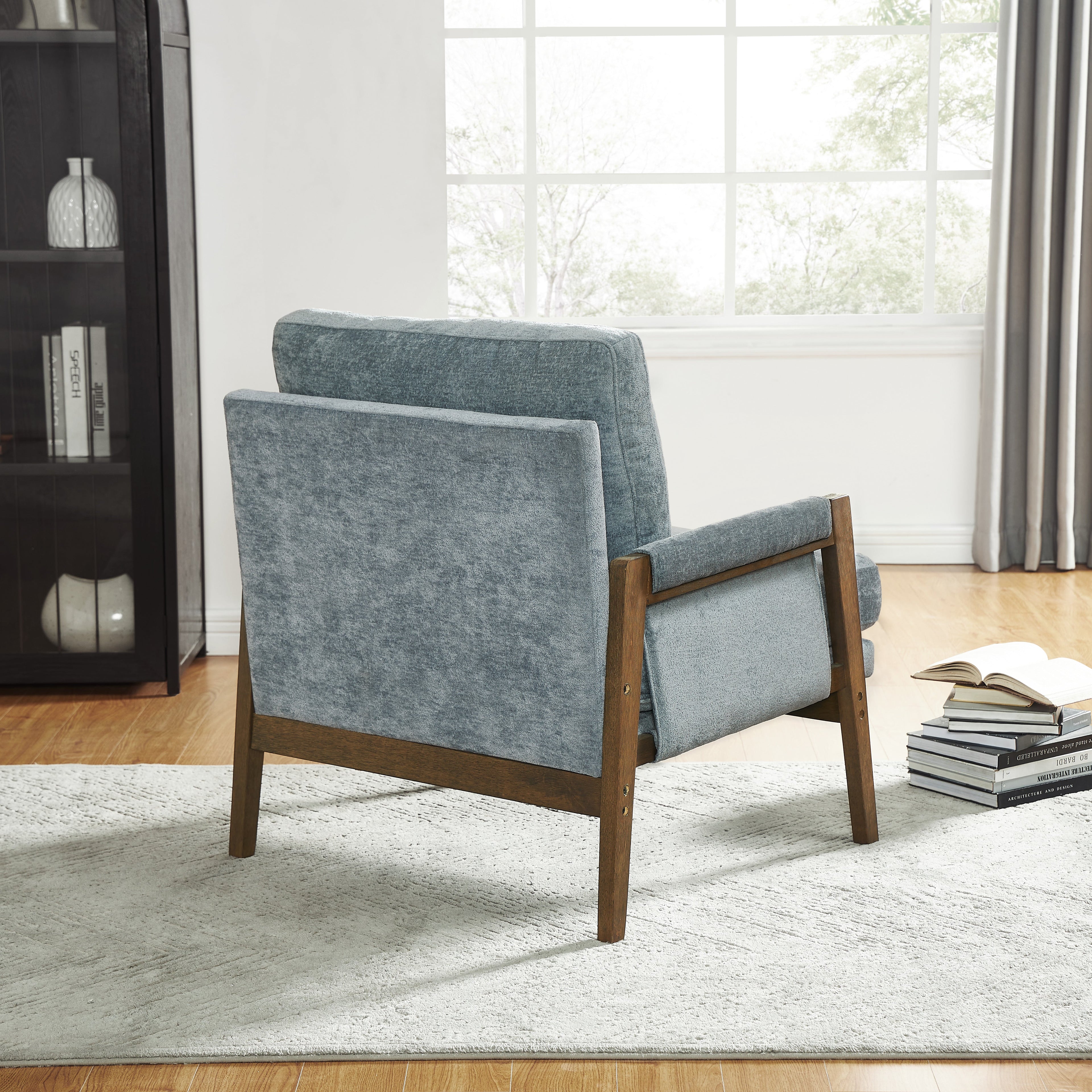 Kelly Modern Wood Frame Velvet Accent Chair