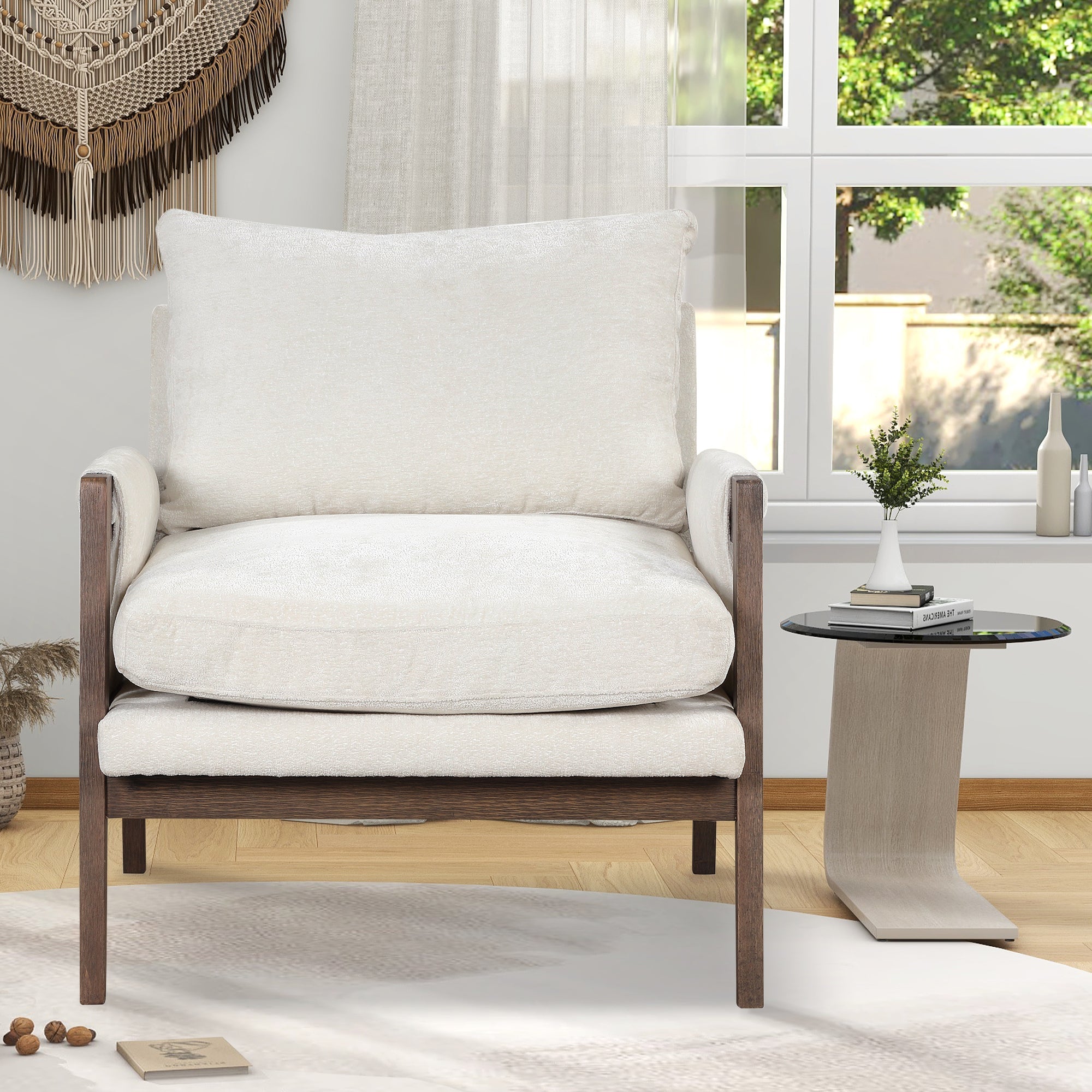 Kelly Modern Wood Frame Velvet Accent Chair