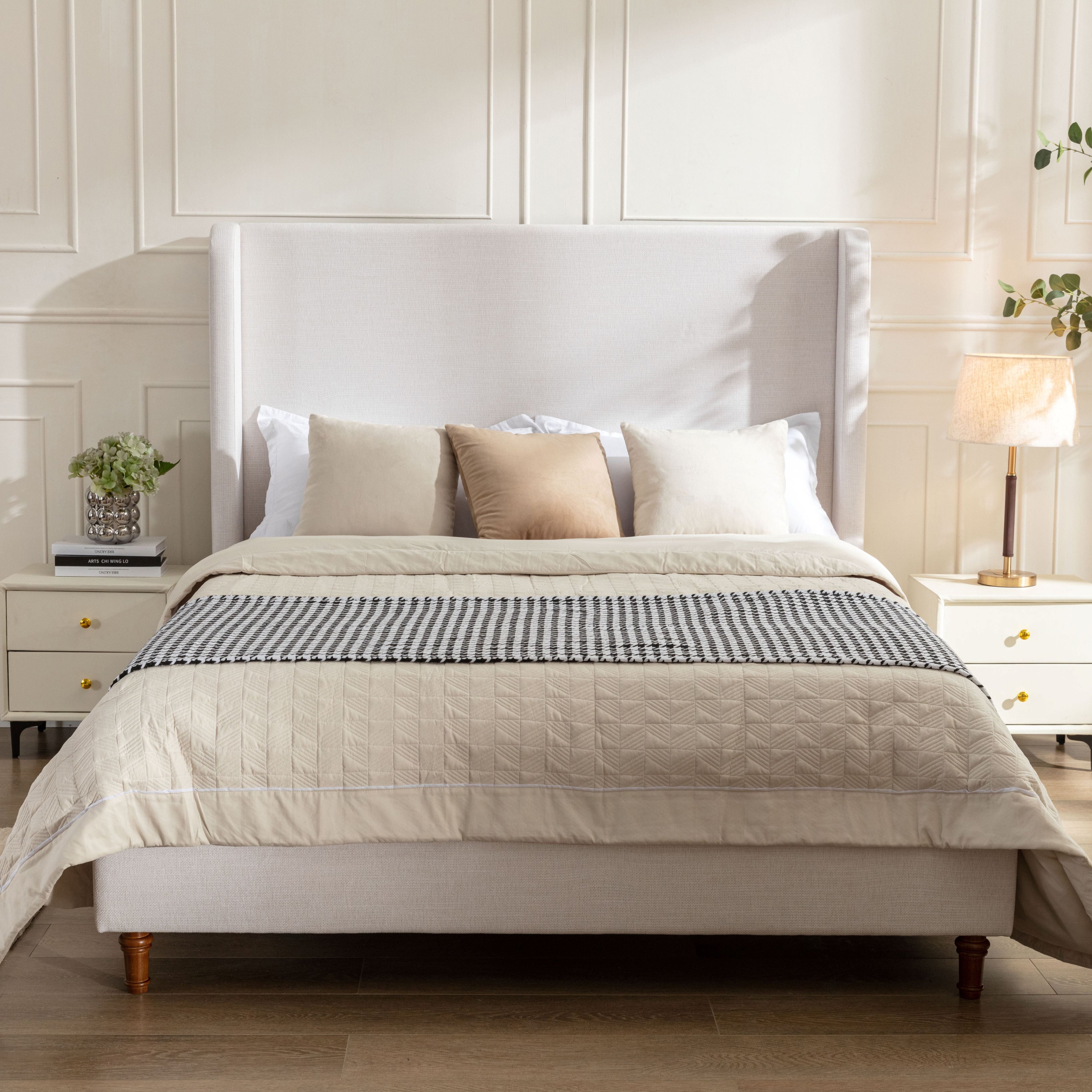 Hayden Upholstered Wingback Bed