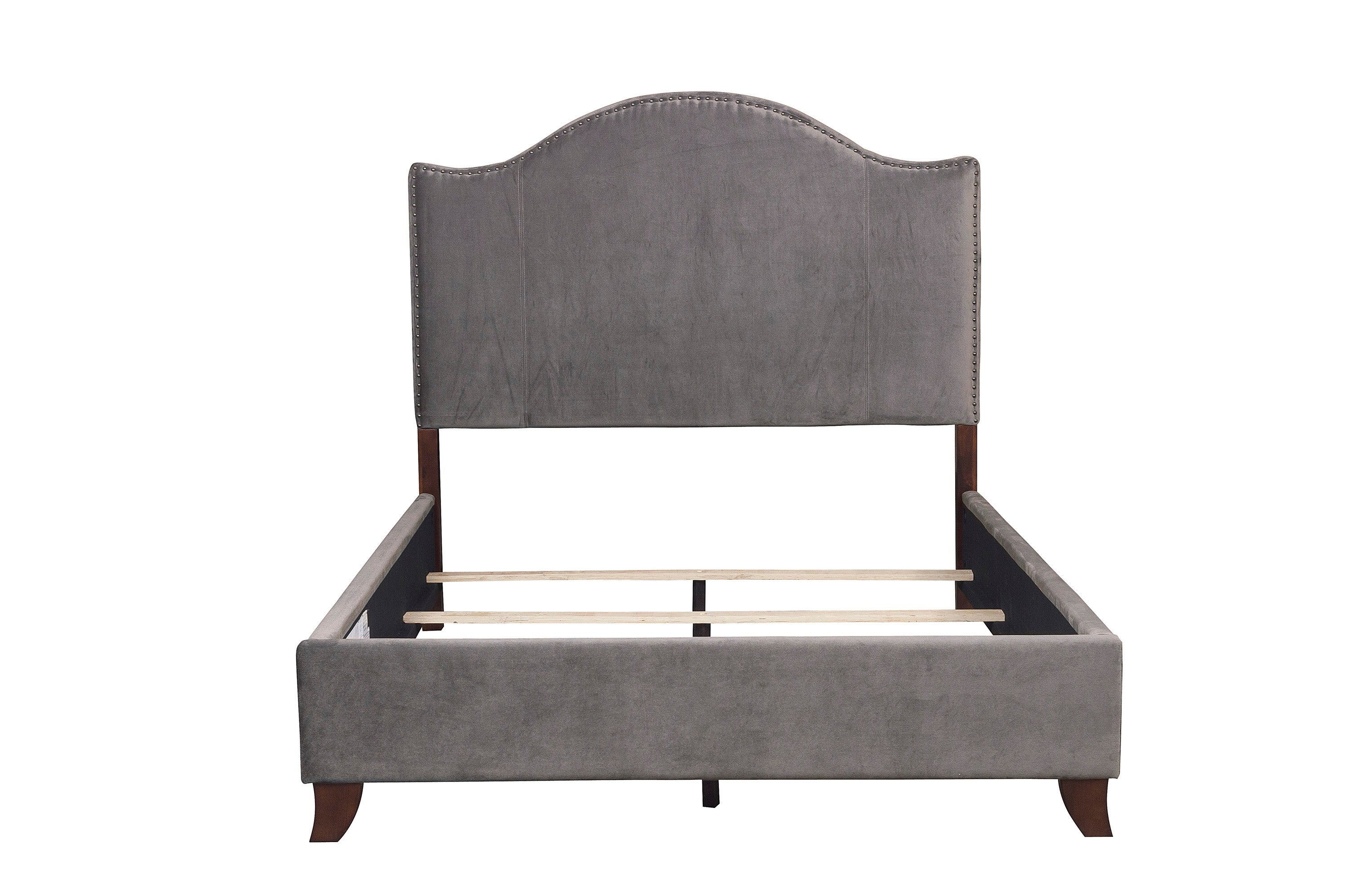 Velvet Upholstered Headboard with Nailhead Trim