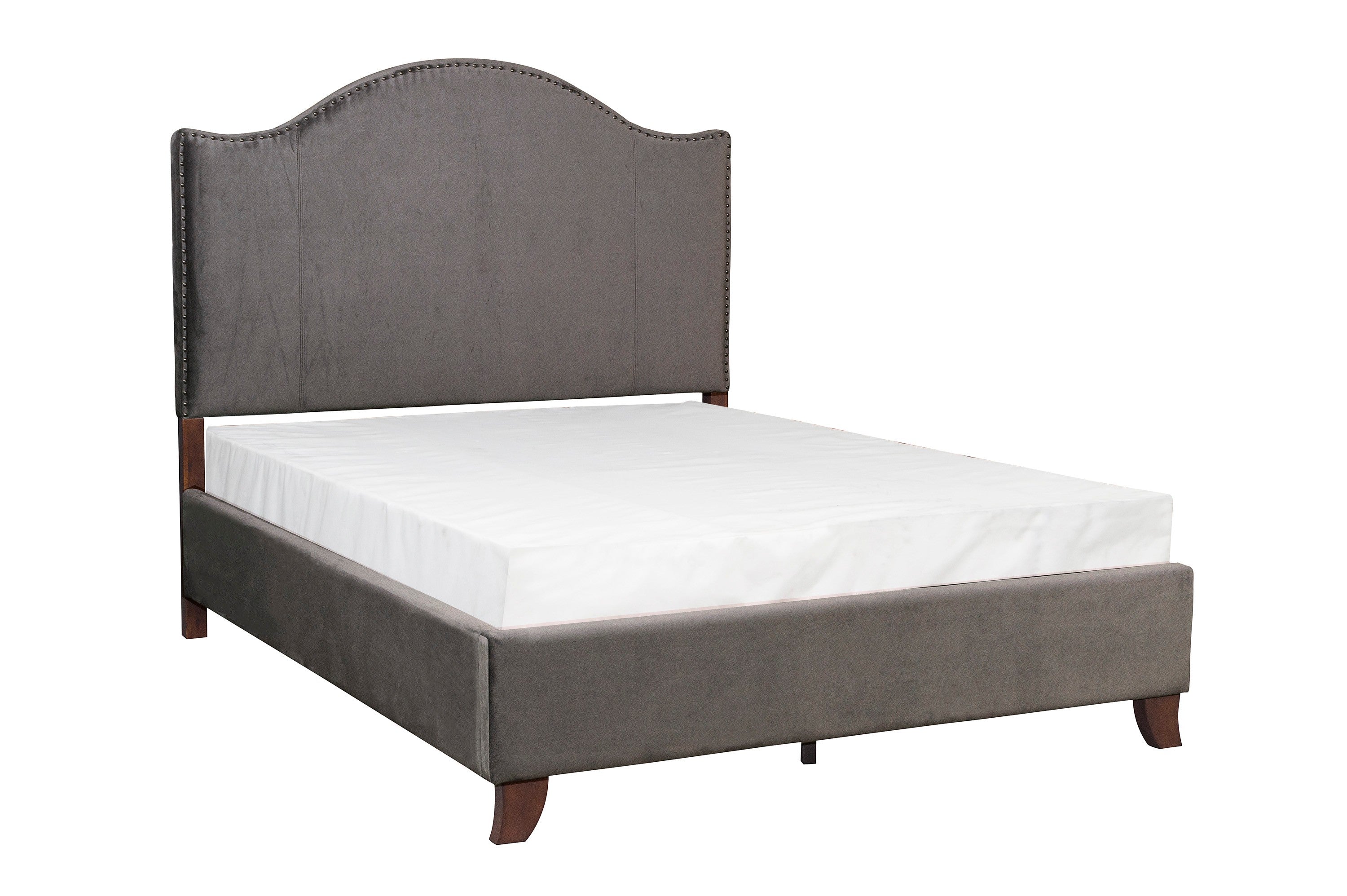 Velvet Upholstered Headboard with Nailhead Trim