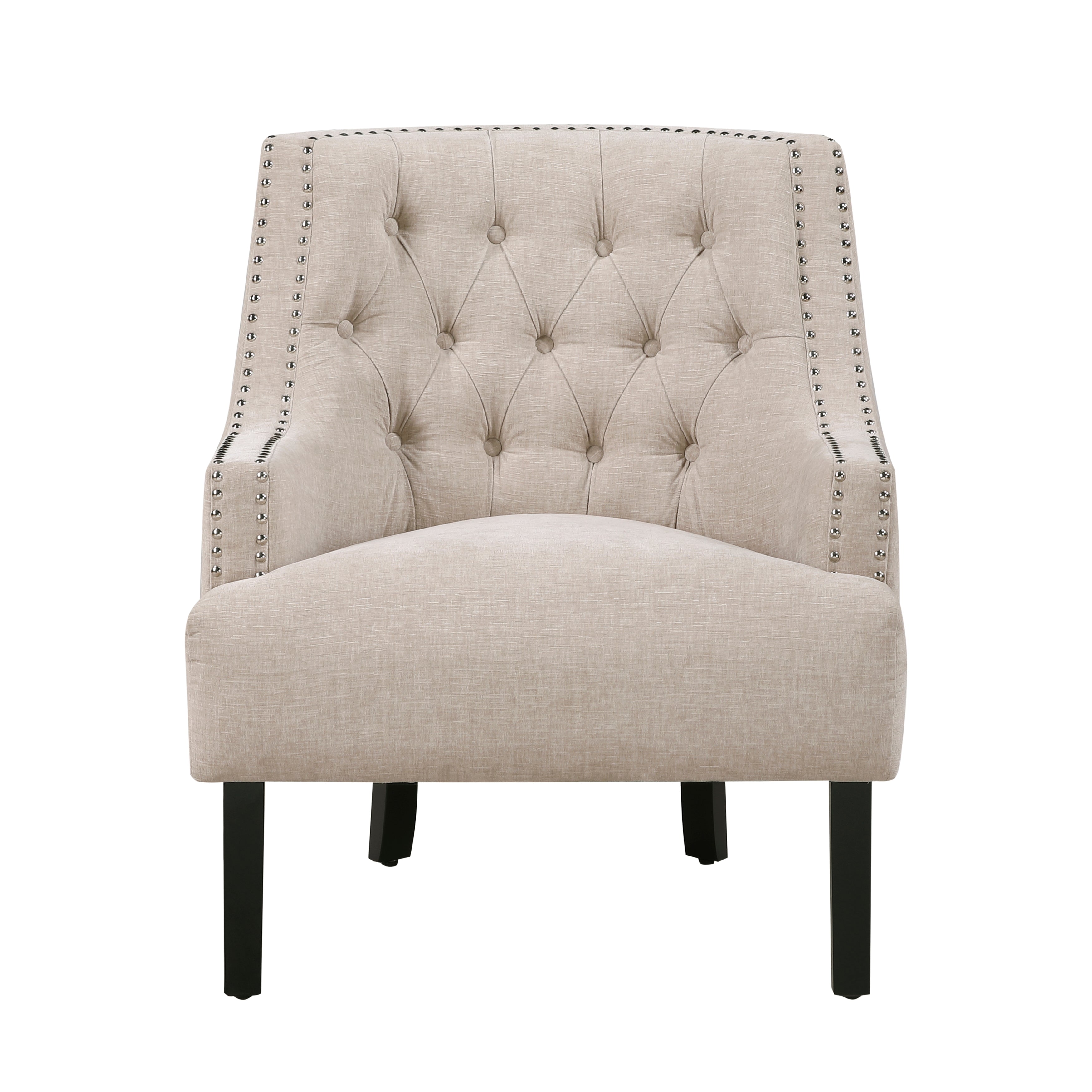 Button Tufted Sloped Arm Accent Chair