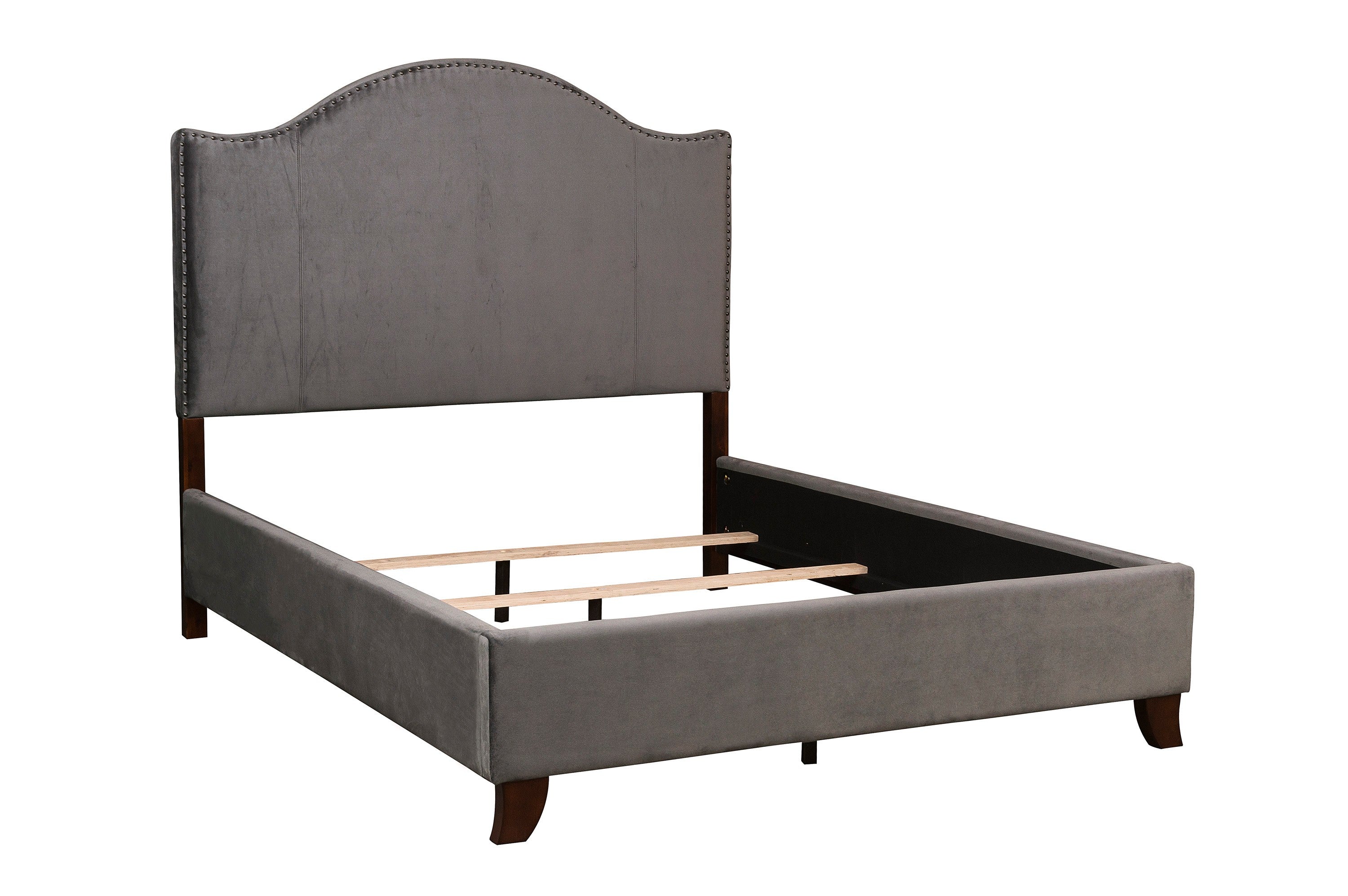 Velvet Upholstered Headboard with Nailhead Trim
