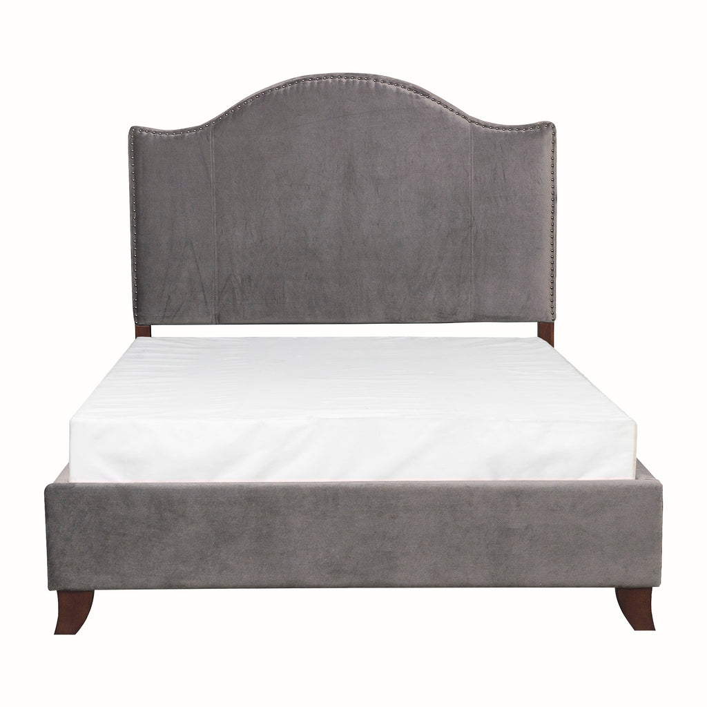 Velvet Upholstered Headboard with Nailhead Trim