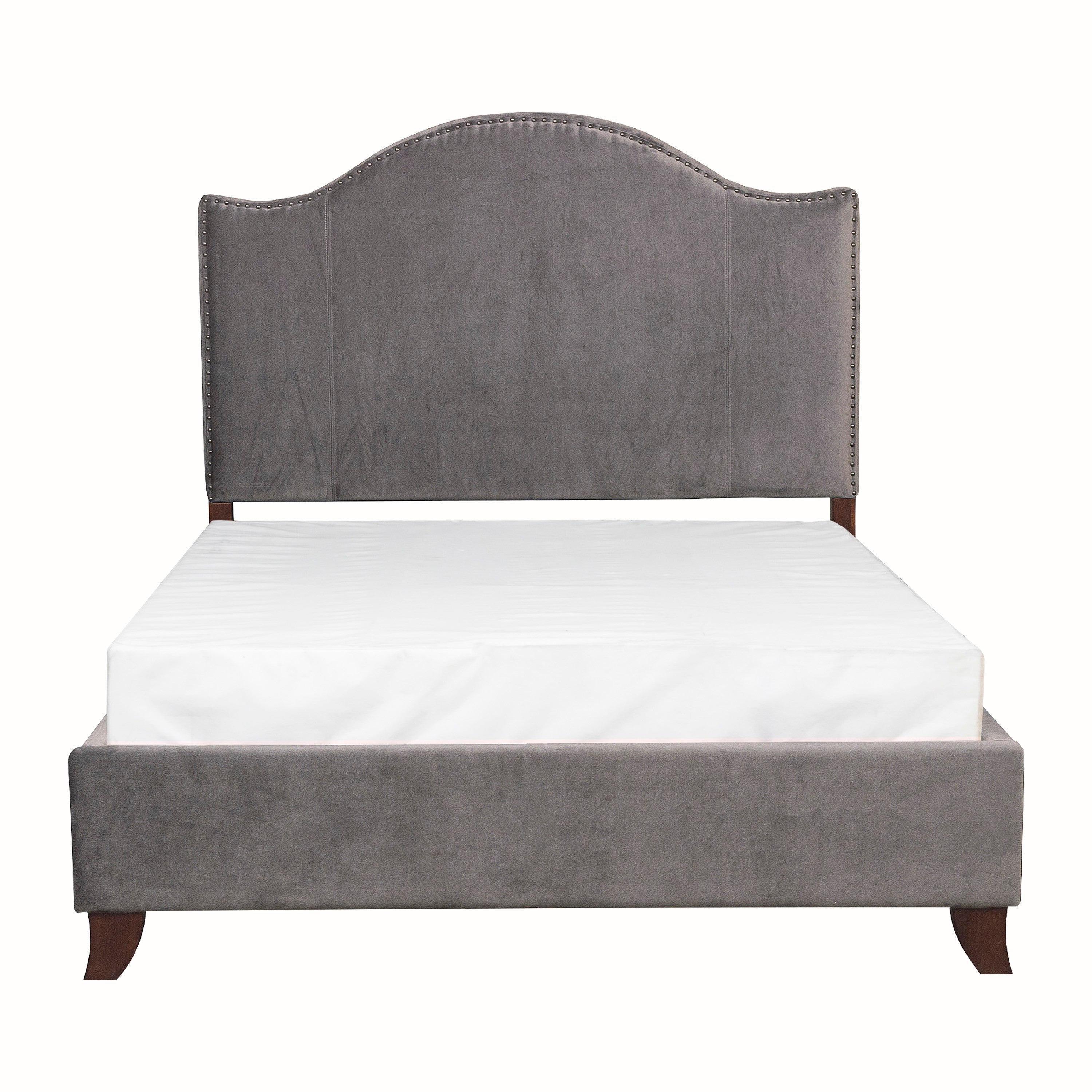 Velvet Upholstered Headboard with Nailhead Trim