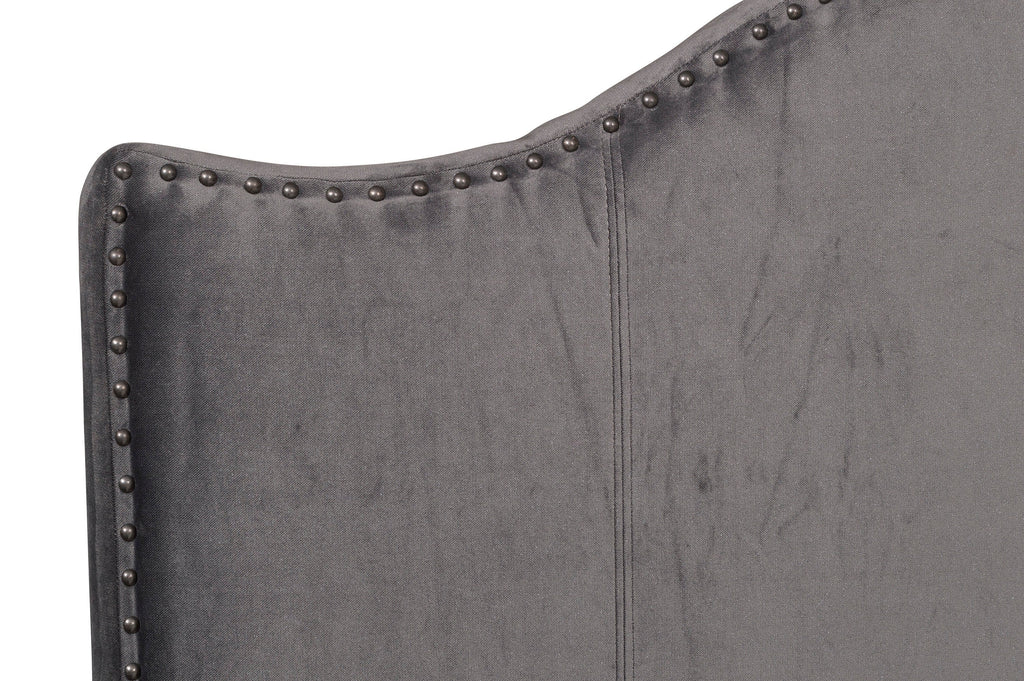 Velvet Upholstered Headboard with Nailhead Trim