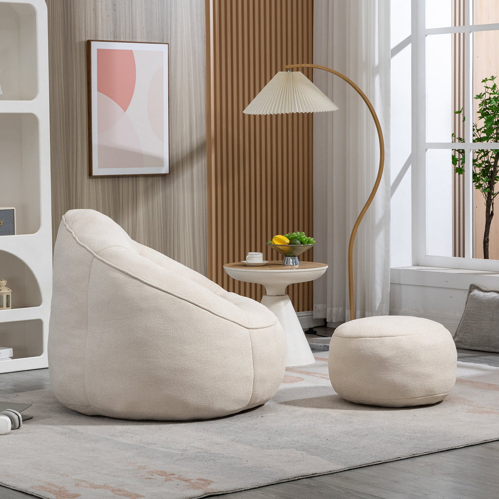 Bean Bag Sofa Chair with High-Pressure Foam and Footrest