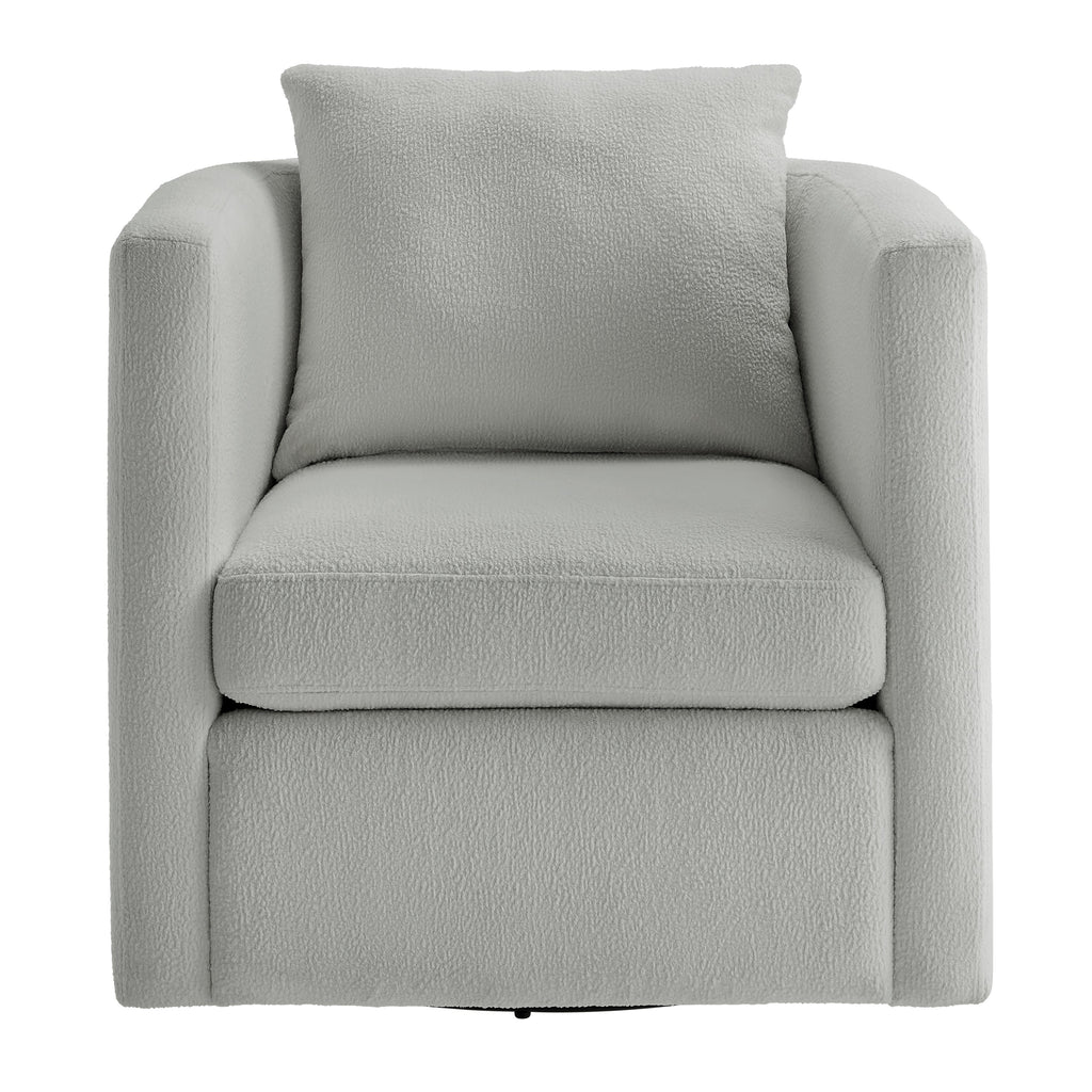 Sutton Light Grey Performance Fabric Swivel Barrel Chair