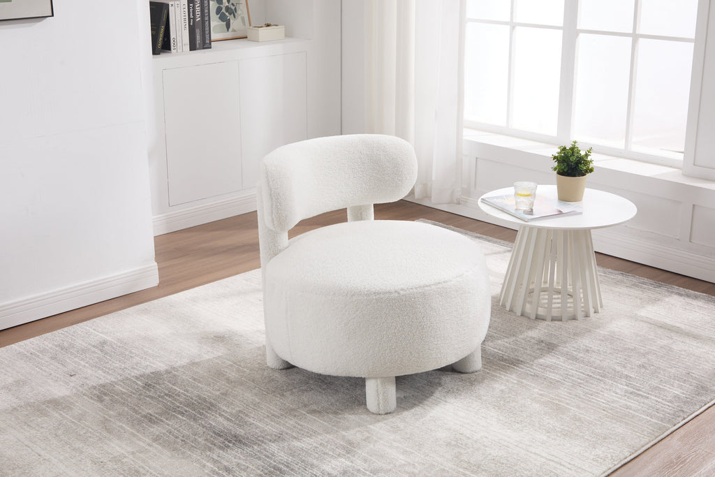 Armless Accent Chair with Curved Backrest and Solid Wooden Legs