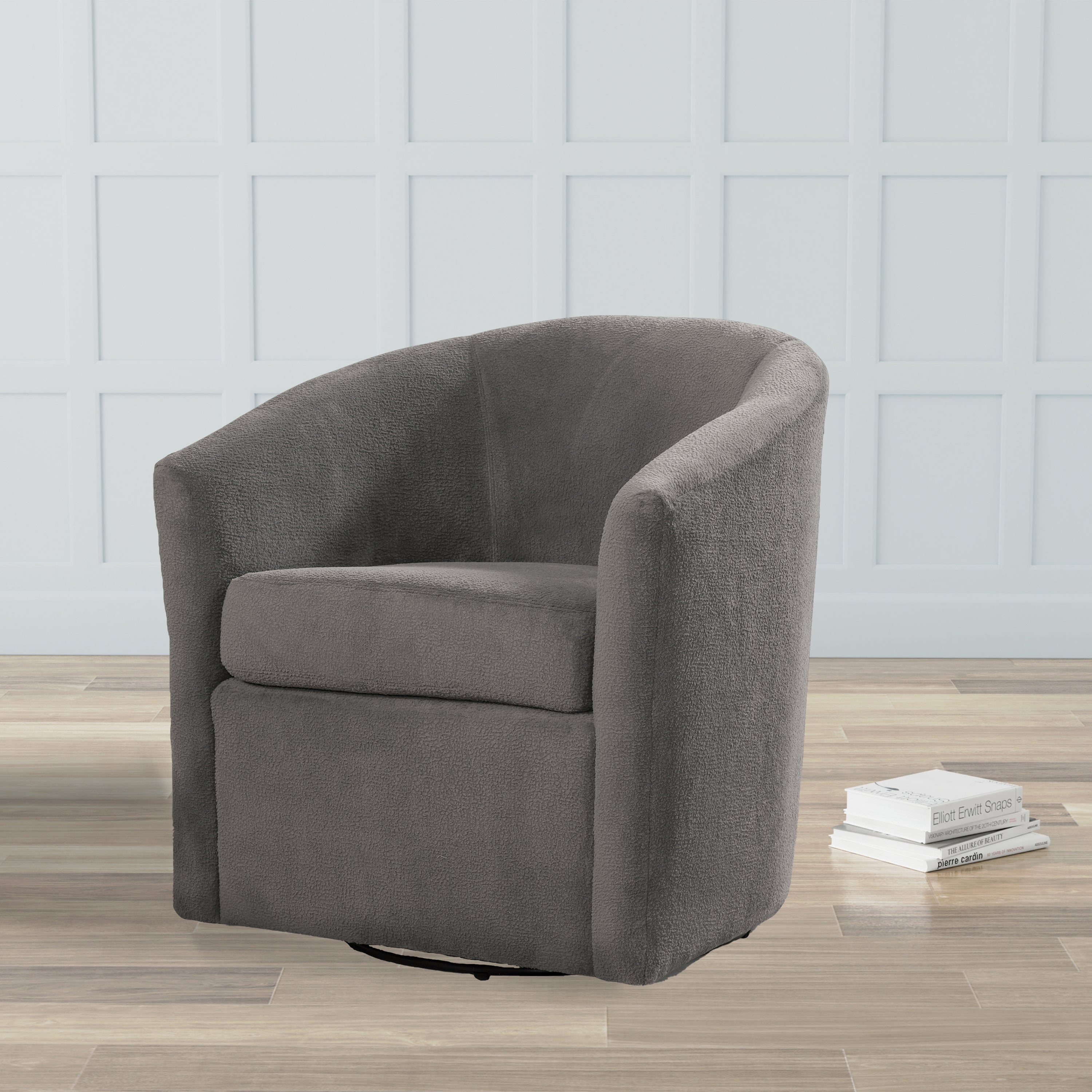 Oaklynn Barrel Style Swivel Accent Chair with Performance Fabric