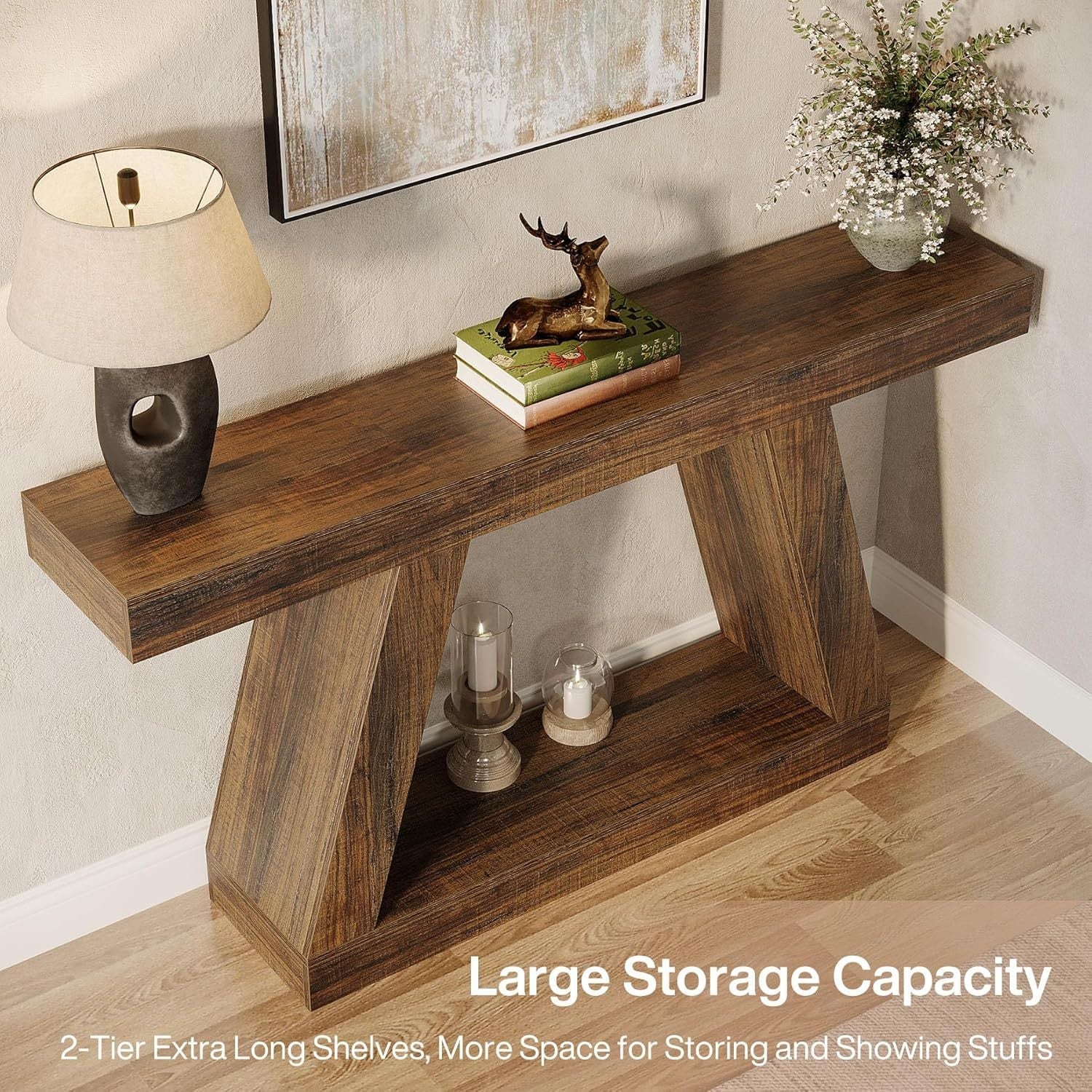 Riverden Farmhouse Console Table with Storage