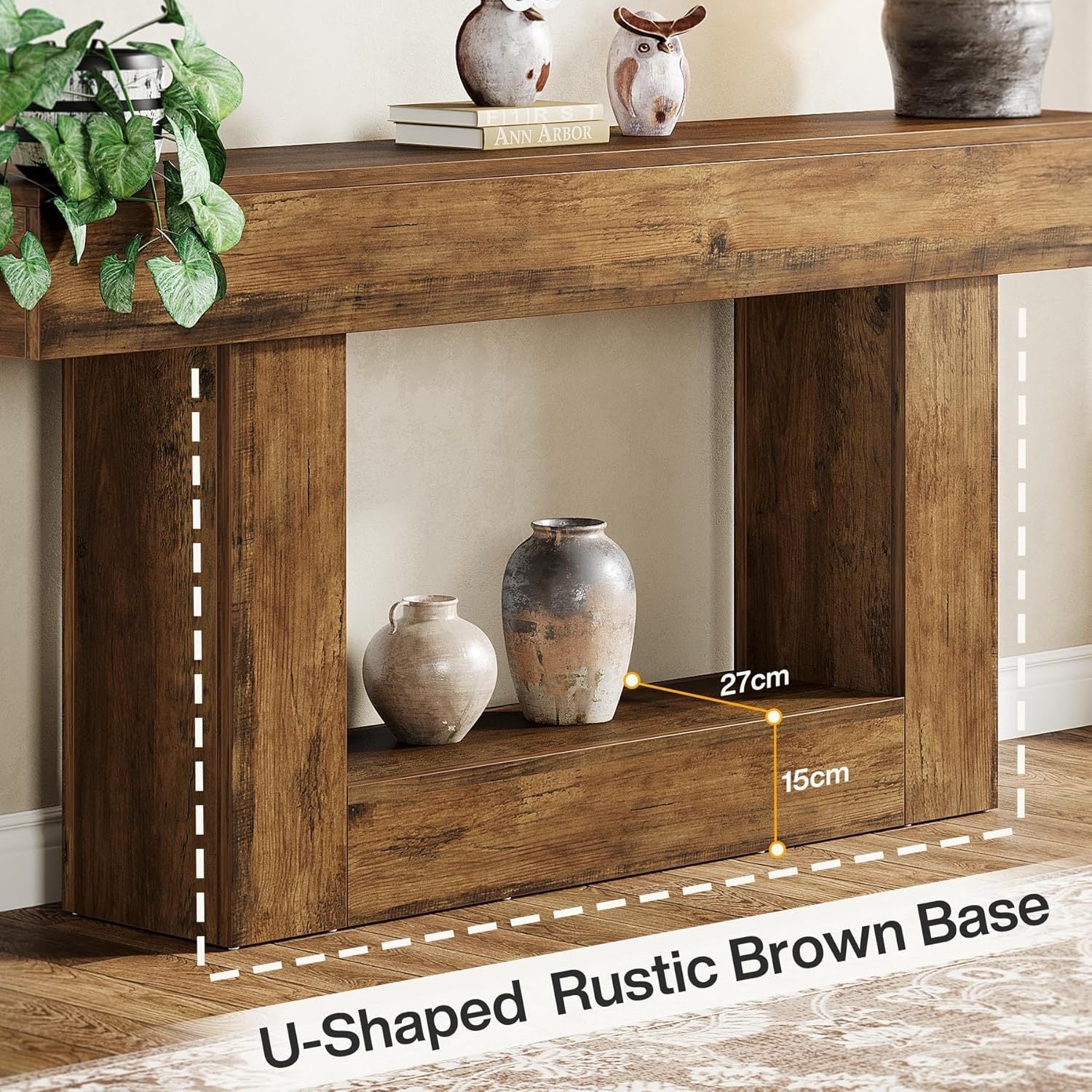 Pinehurst Farmhouse 2-Tier Entryway Table with U-Shaped Base