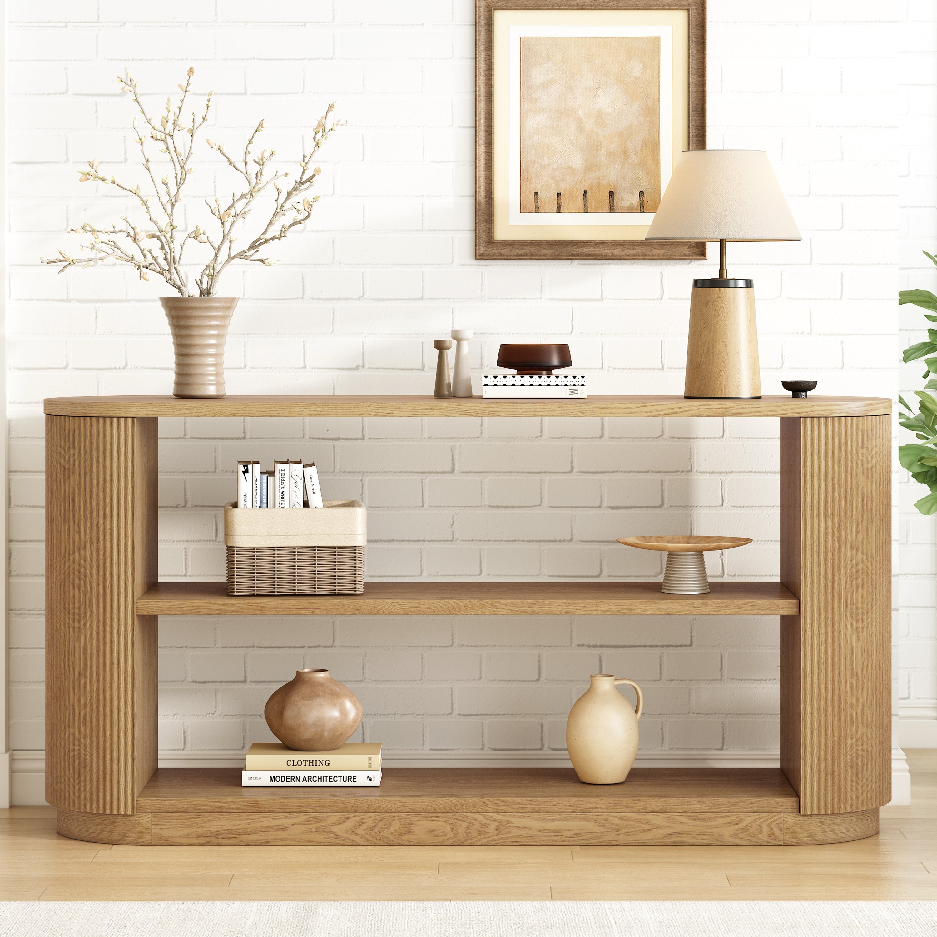Modern Entryway Console Table with Open Shelf