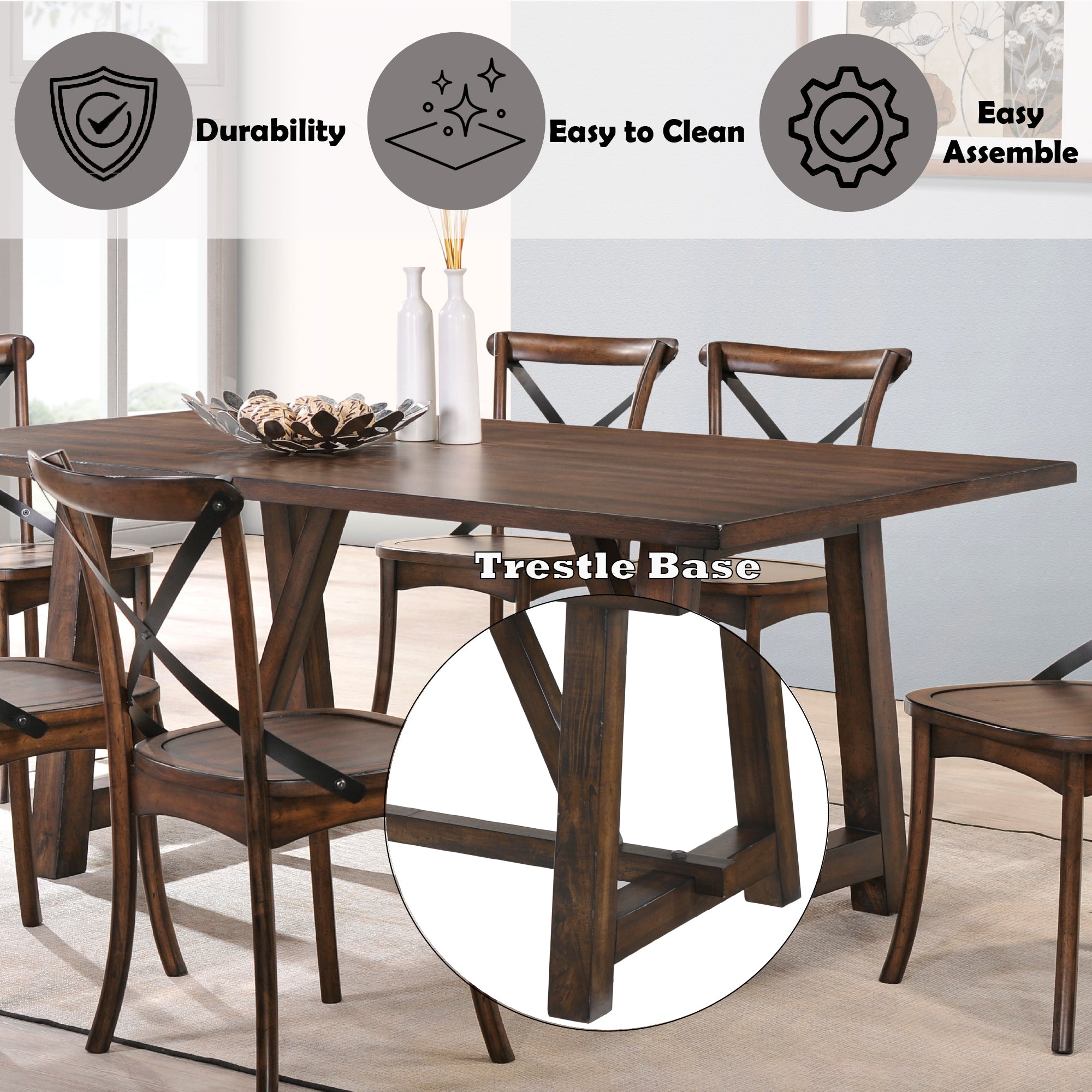 Kaelyn Dark Oak Finish Dining Table