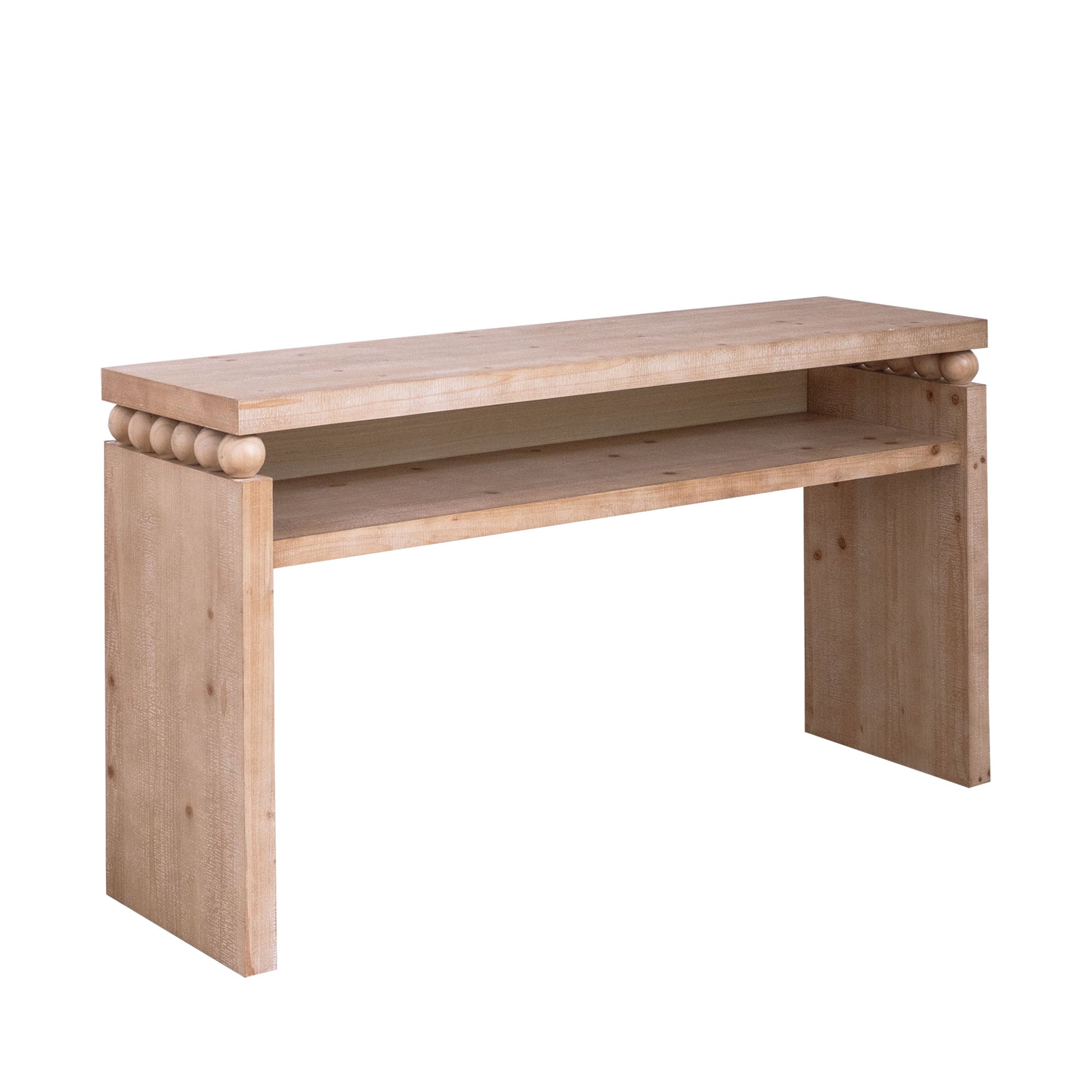 Modern Rustic Console Table with Shelf & Decorative Bead Detail