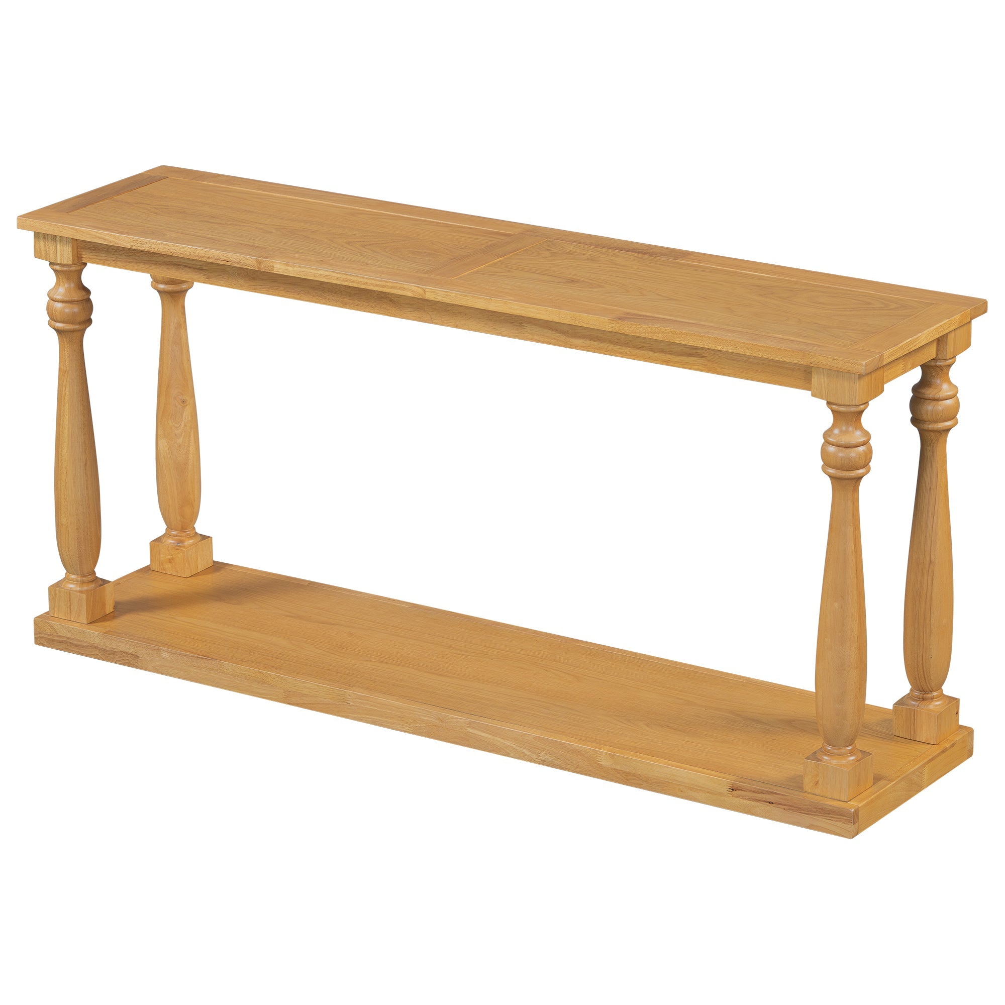 Farmhouse Turned-Leg Entryway Console Table with Bottom Shelf