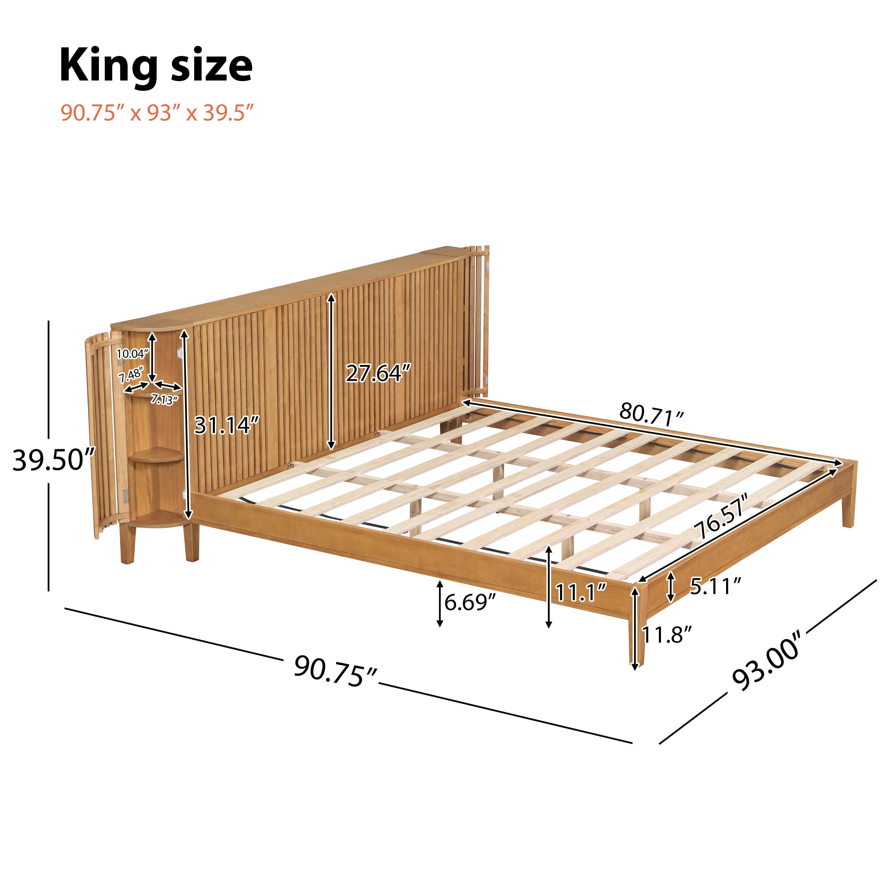 Slat Design Solid Wood Bed