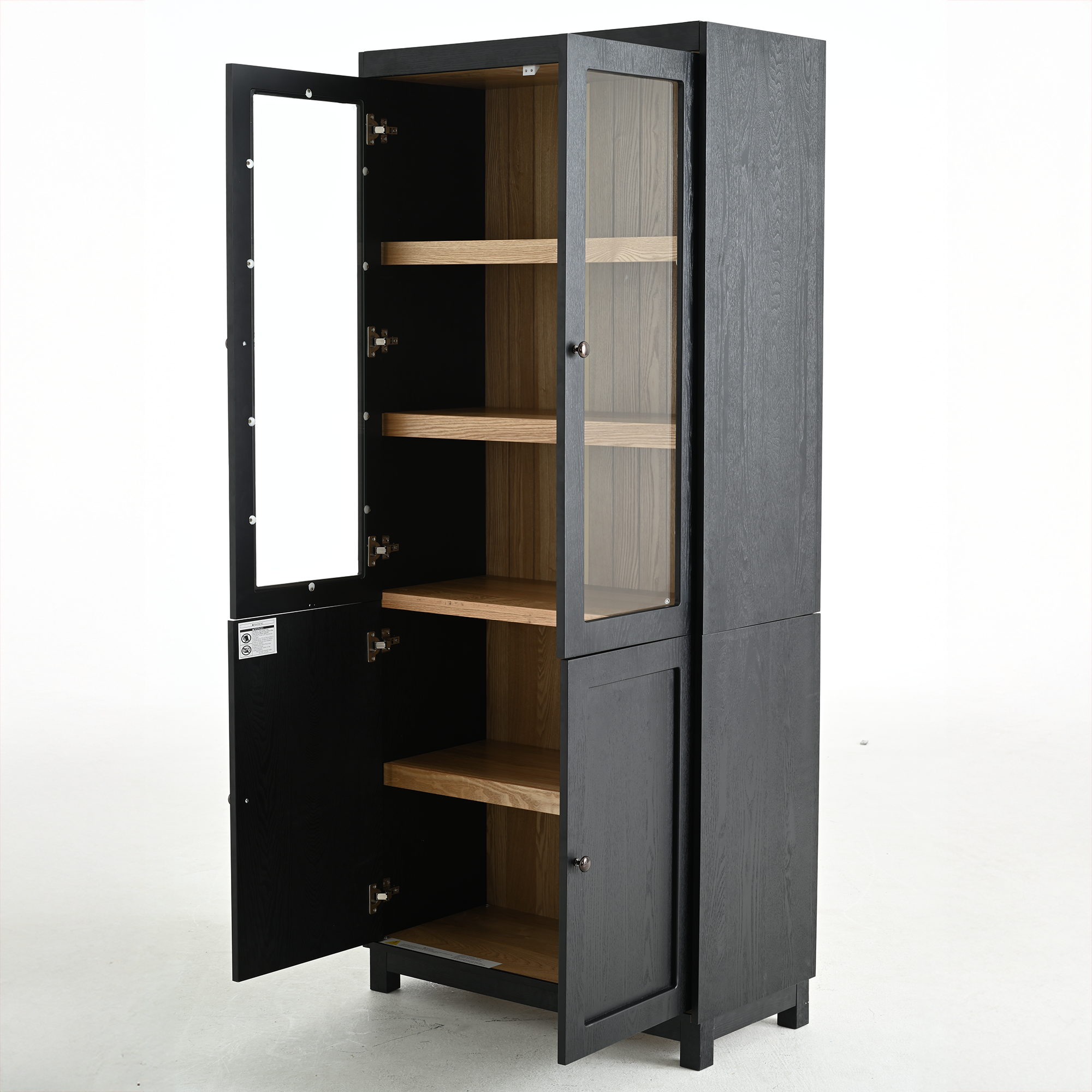 Mid-Century Modern Style Tall Display Cabinet with Glass Doors