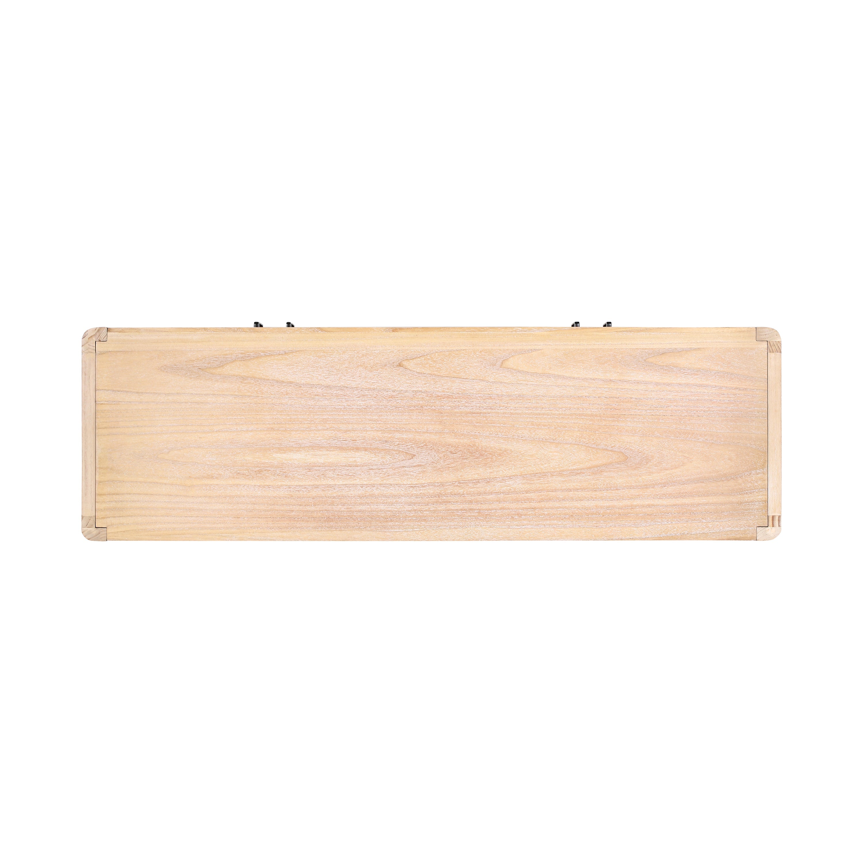 Farmhouse Style 4-Door Cabinet with Natural Distressed Finish