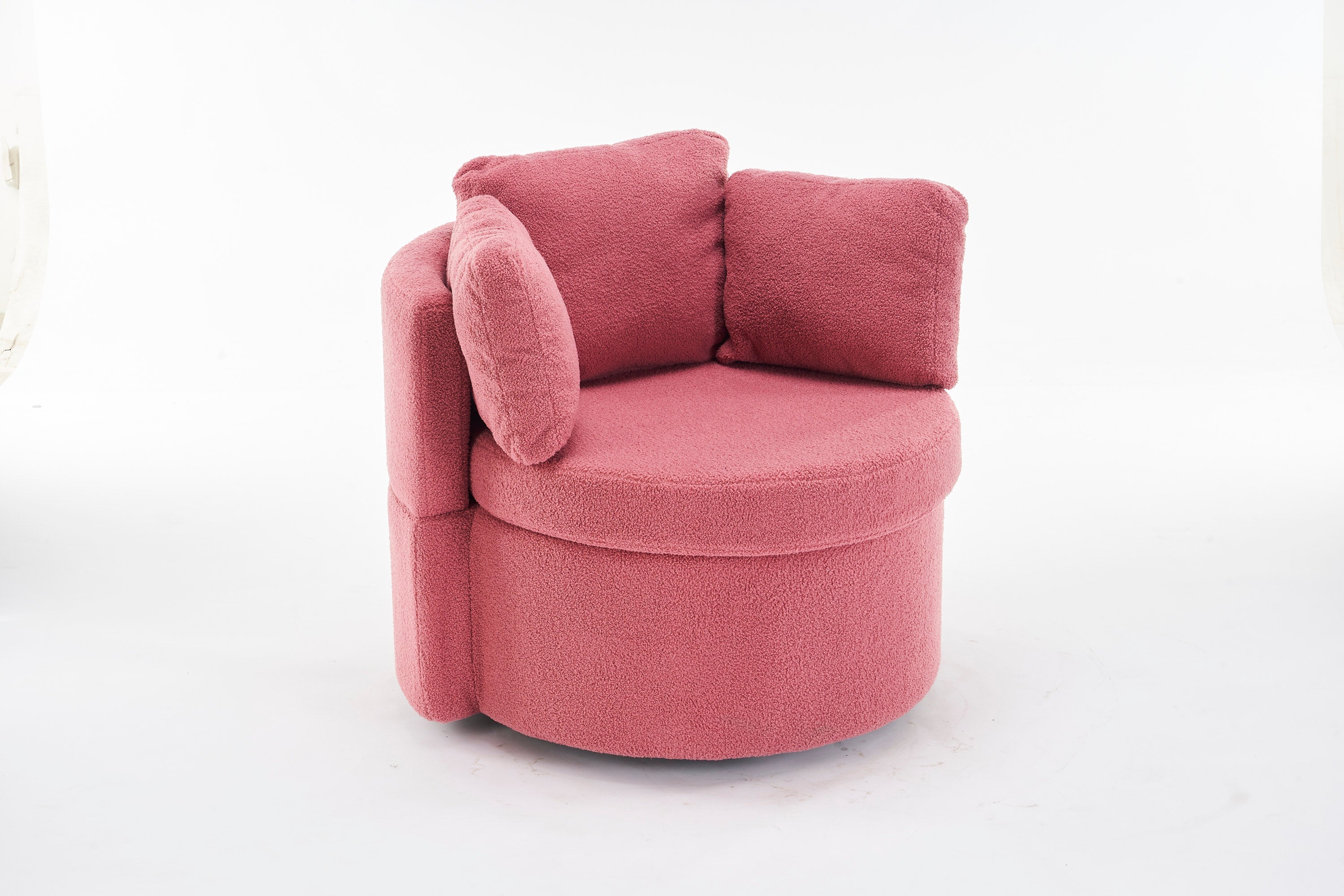 Teddy Fabric Swivel And Storage Chair With Back Cushion
