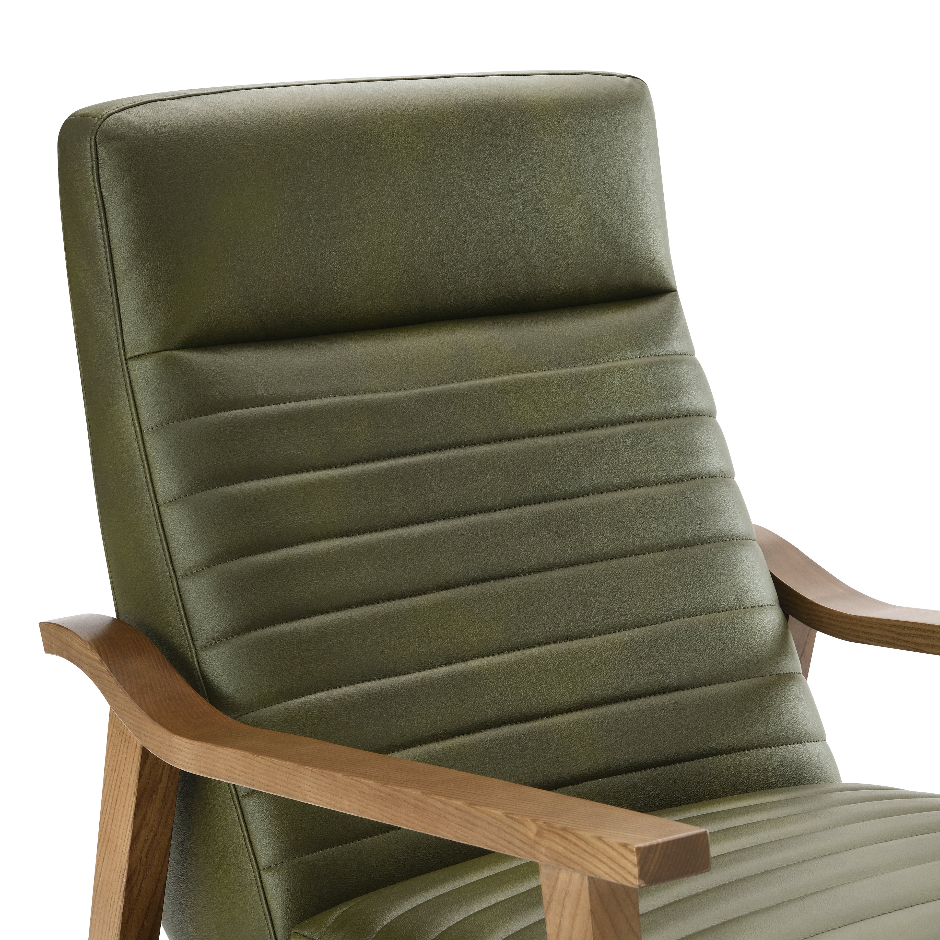 Asher Faux Leather & Wood Arm Push Back Recliner