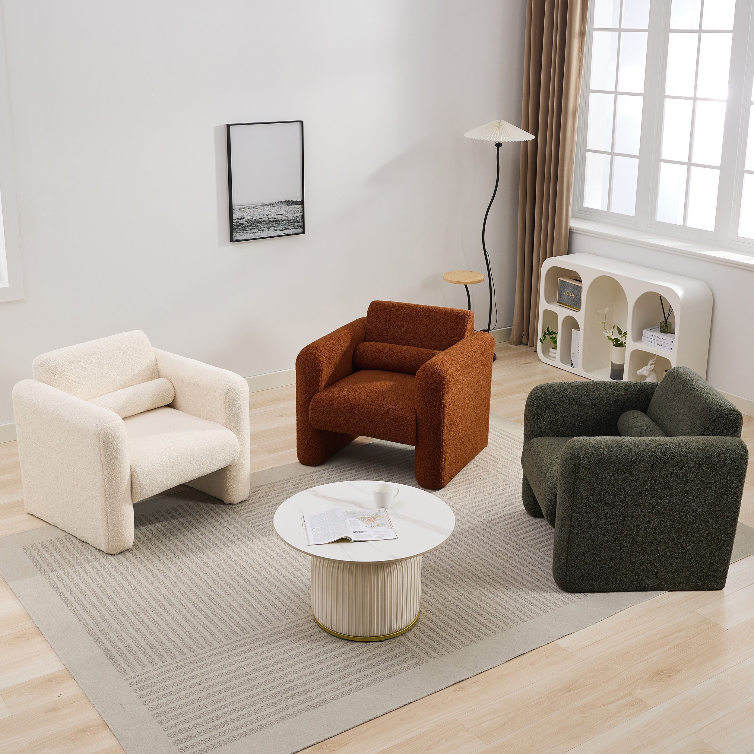 Marlowe Modern Sherpa Upholstered Comfy Reading Accent Chair