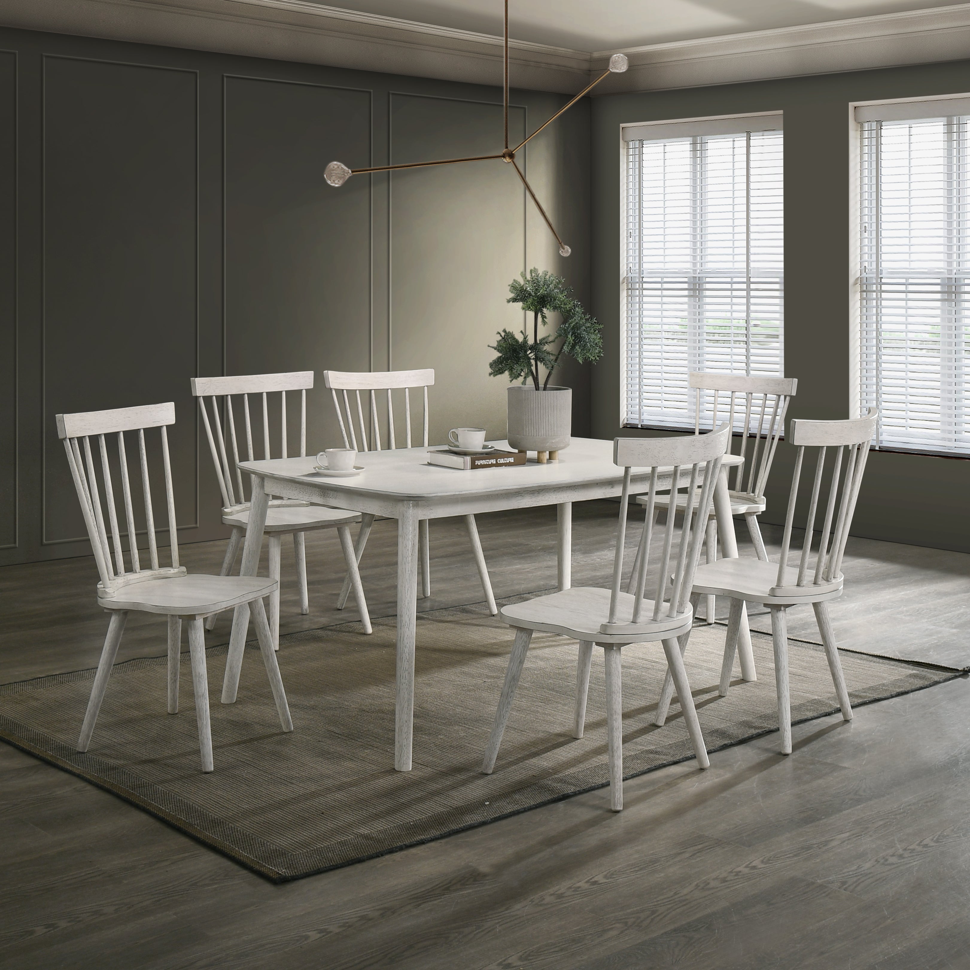 Modern Farmhouse Spindle Back Dining Chairs, Set of 2