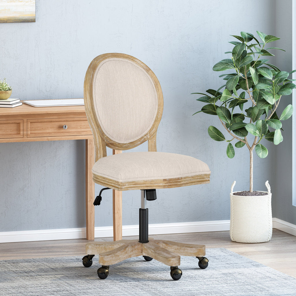 French Country Oval Back Swivel & Lift Office Chair