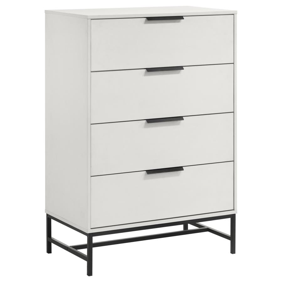 224865 Commode de chambre à 4 tiroirs Sonora blanche 