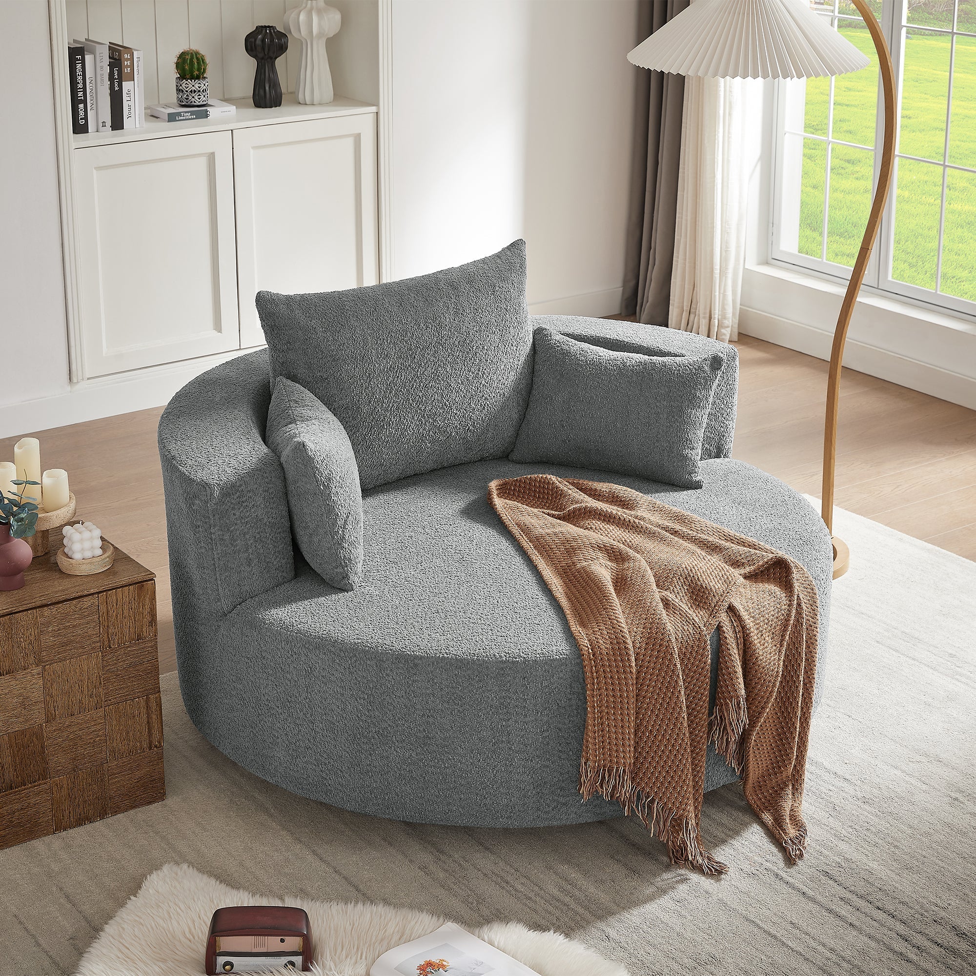 Crossley Oversized Swivel Barrel Accent Chair
